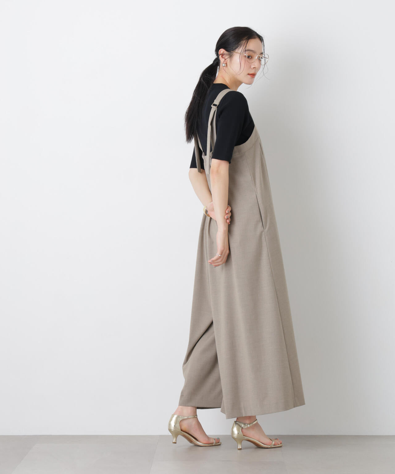 ワイドフレアサロペット