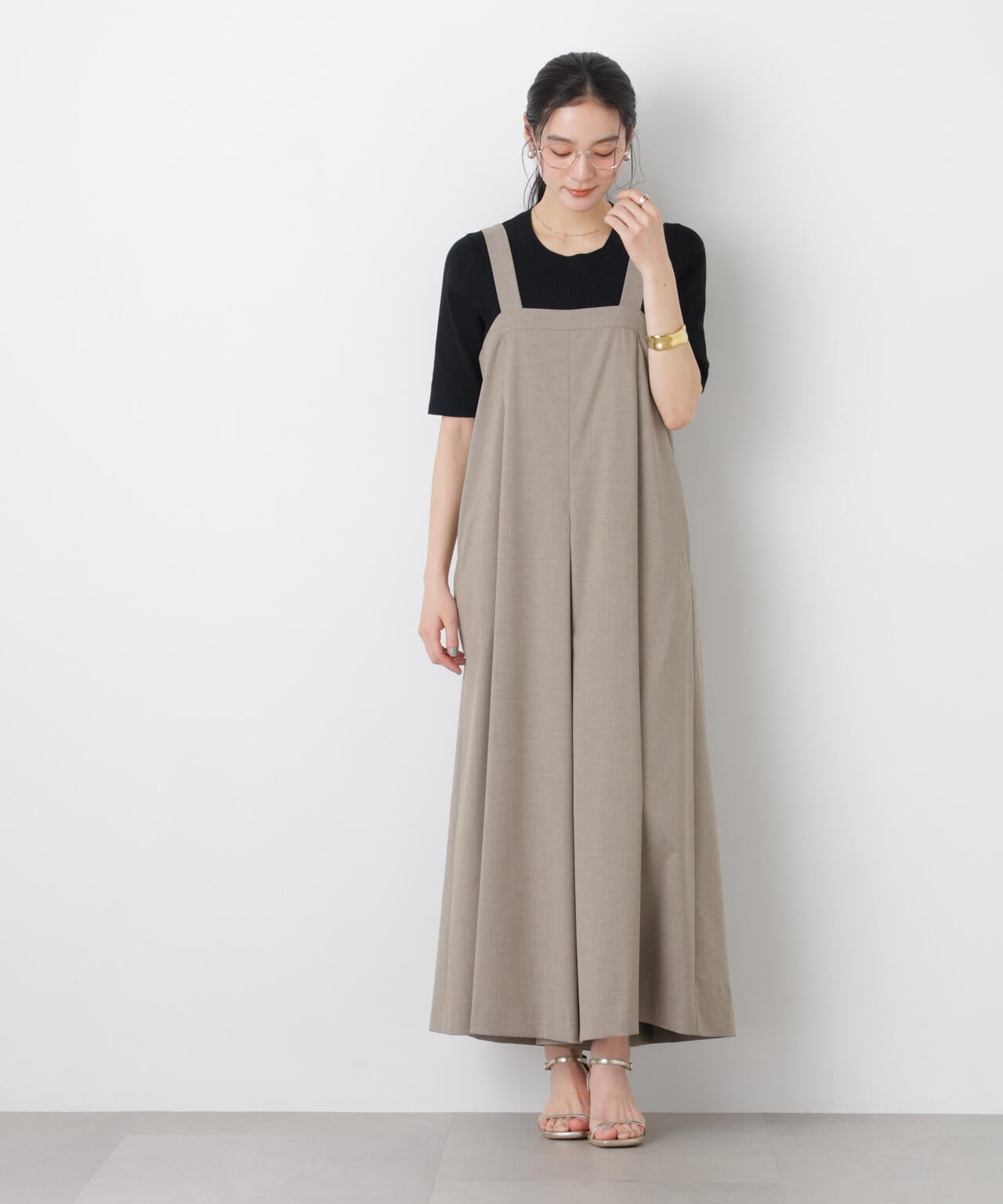 ワイドフレアサロペット