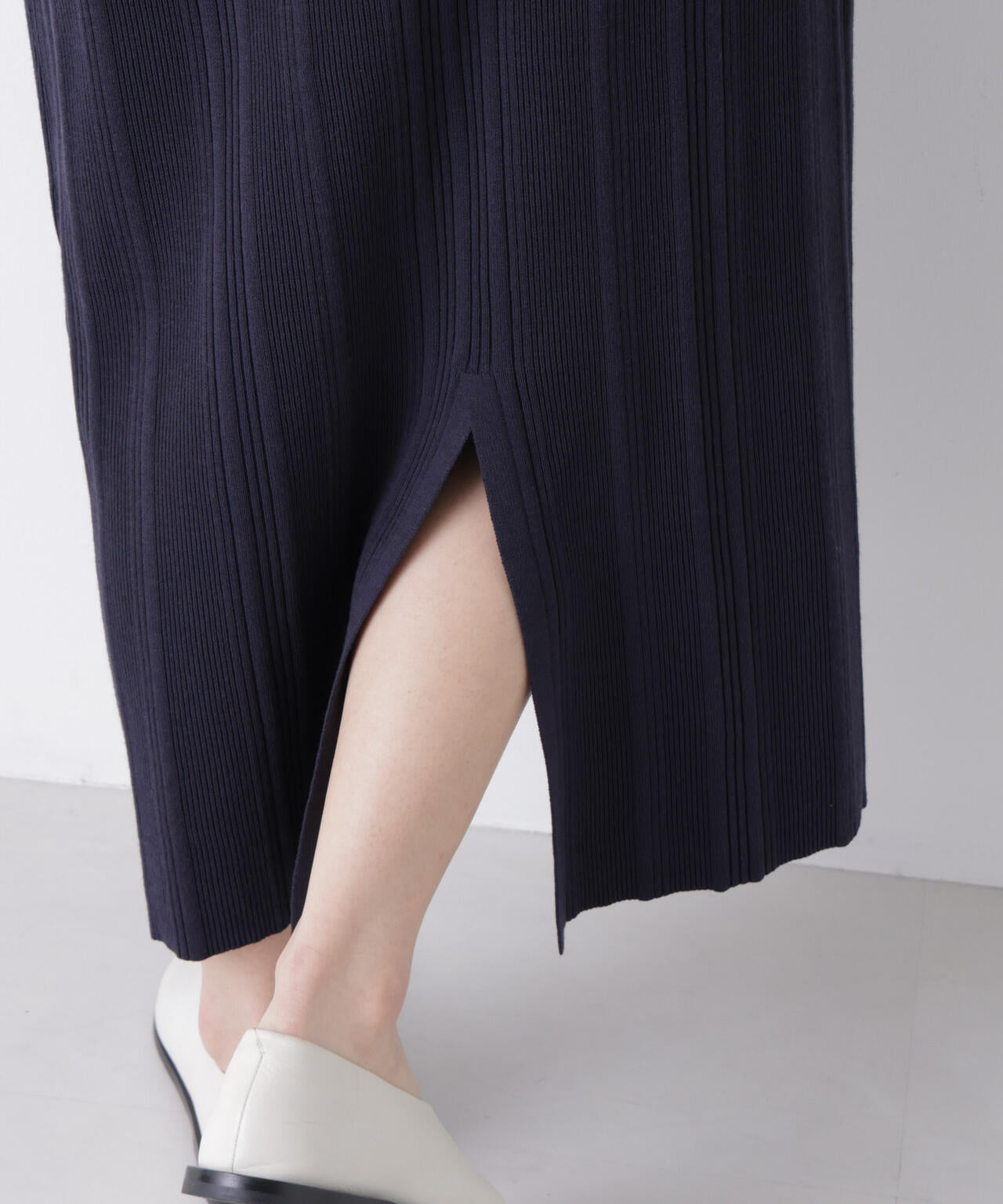 衿付きランダムリブニットワンピース