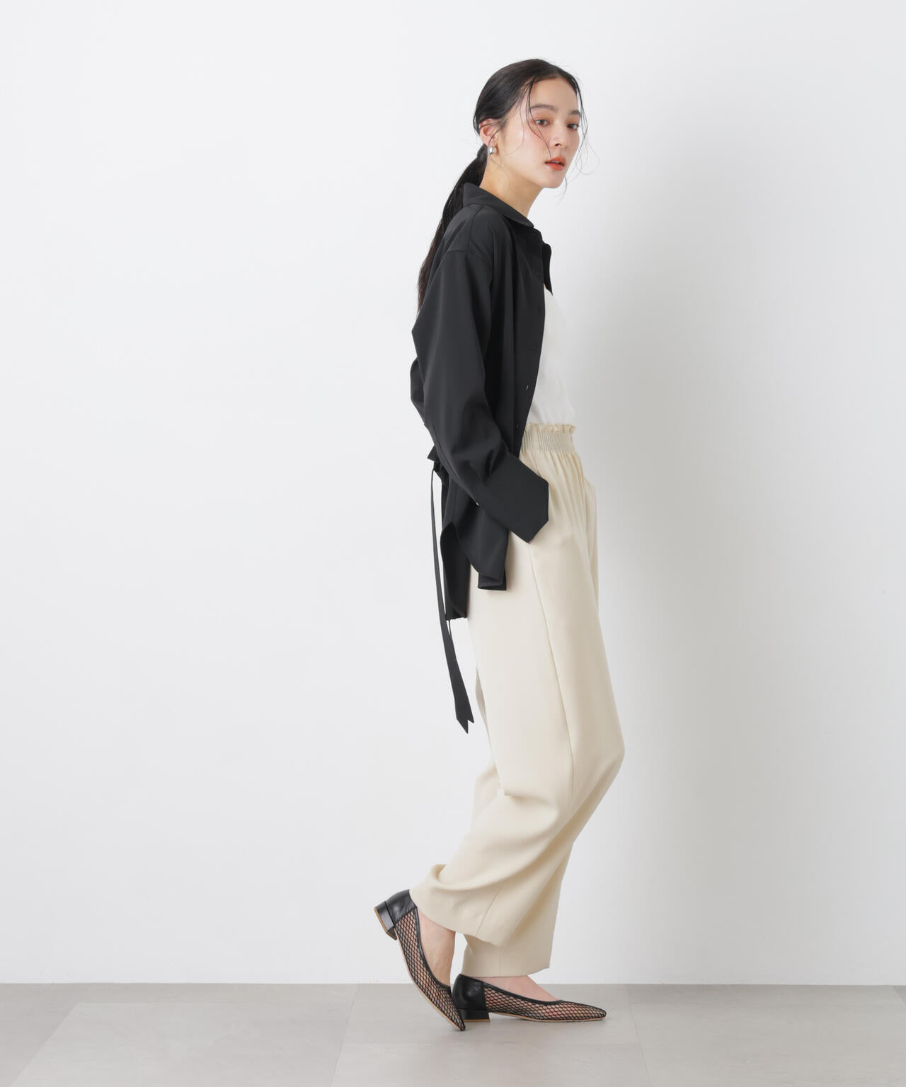 ハイツイストドライベルテッドロングシャツ(セットアップ可)