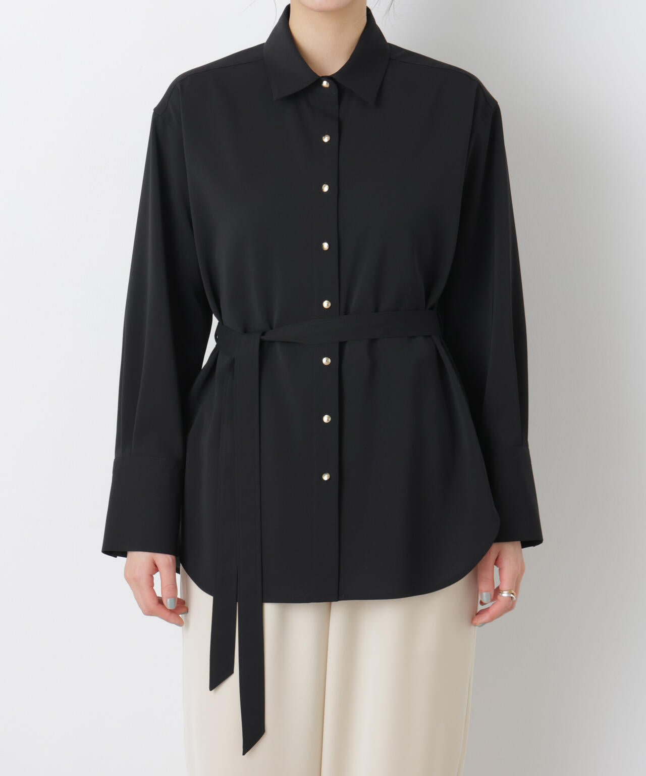 ハイツイストドライベルテッドロングシャツ(セットアップ可)