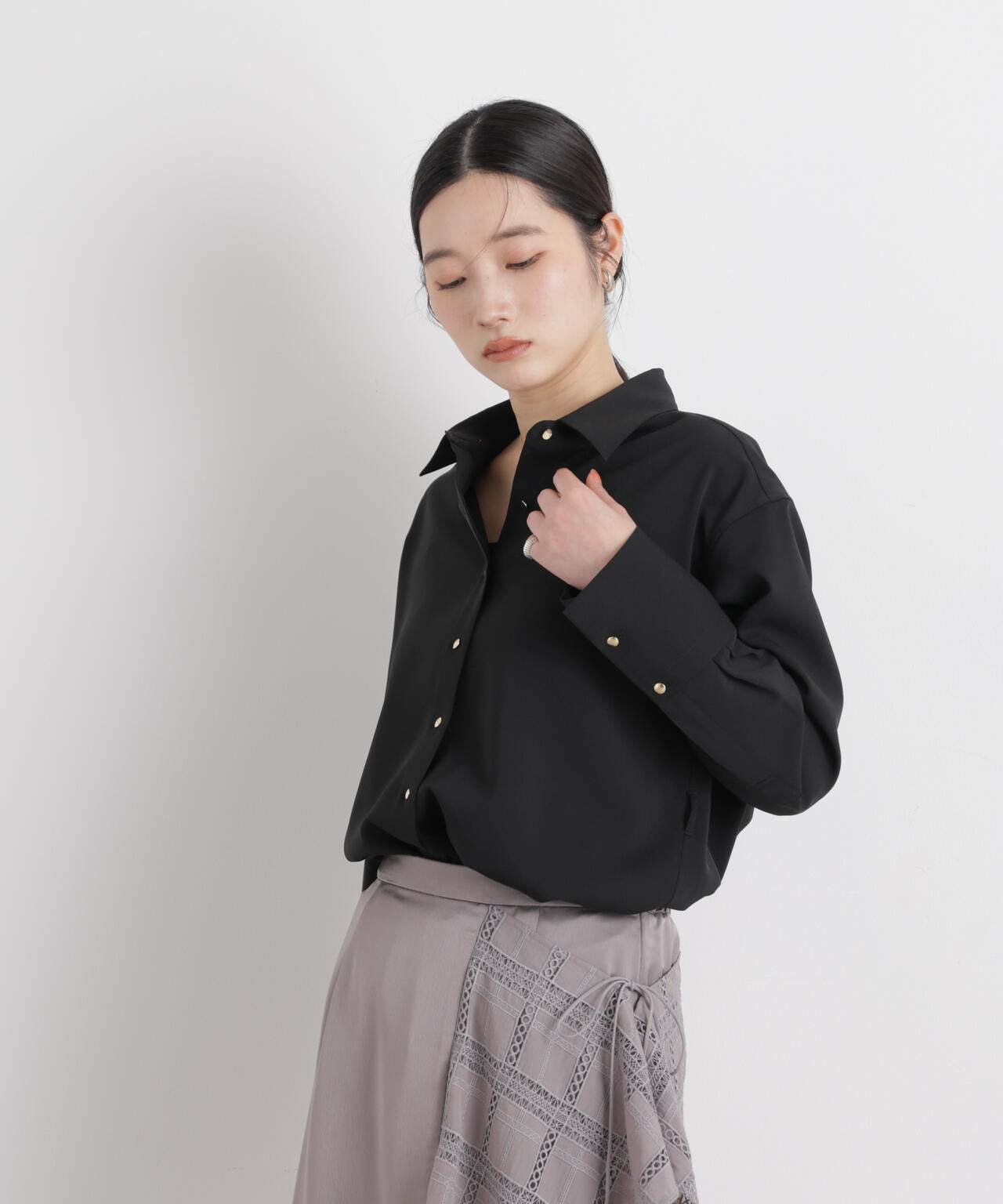 ハイツイストドライベルテッドロングシャツ(セットアップ可)