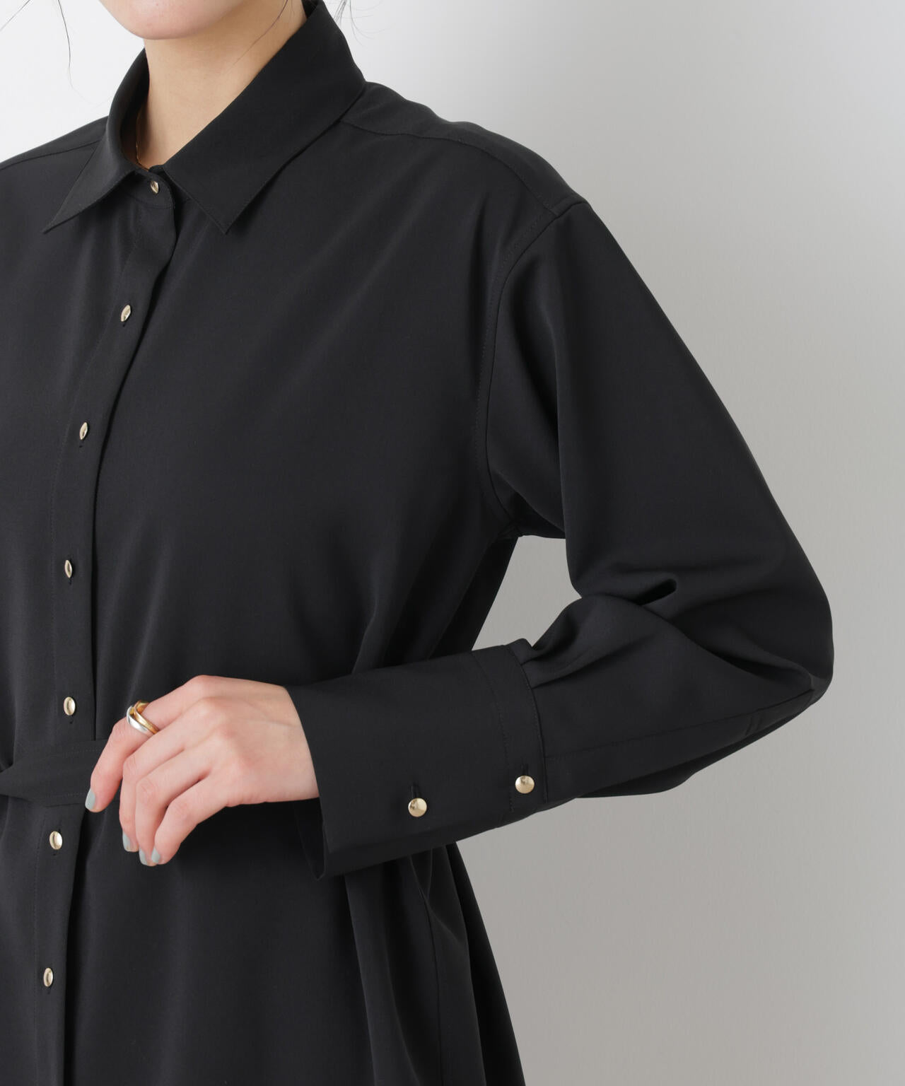 ハイツイストドライベルテッドロングシャツ(セットアップ可)