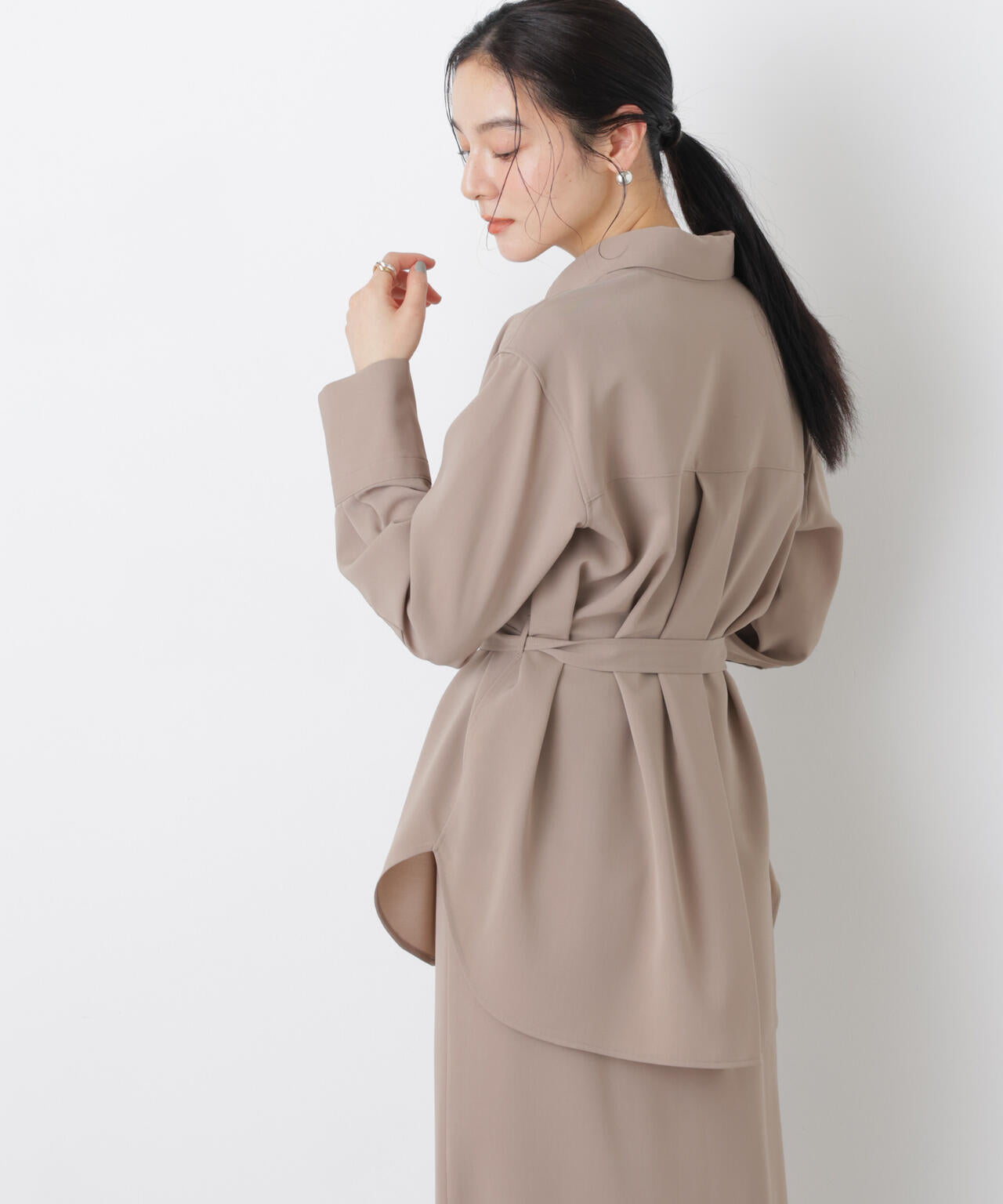 ハイツイストドライベルテッドロングシャツ(セットアップ可)