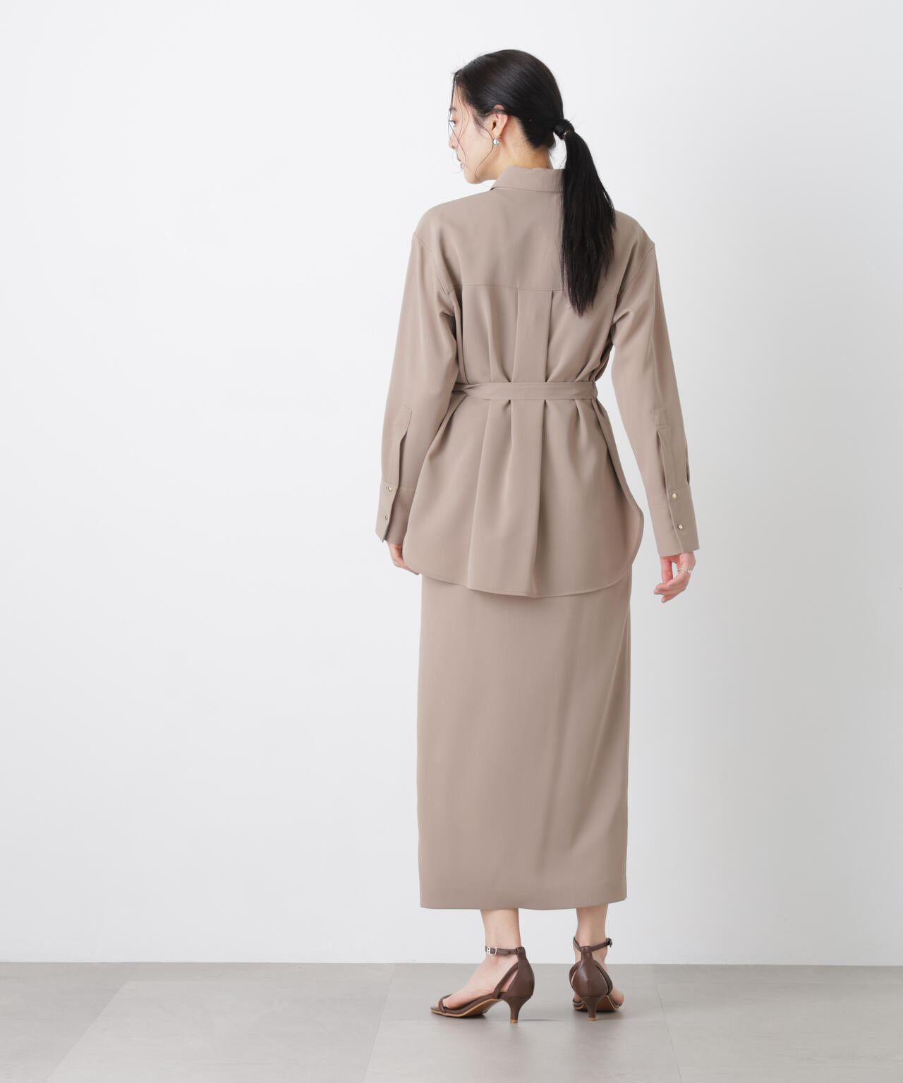 ハイツイストドライベルテッドロングシャツ(セットアップ可)