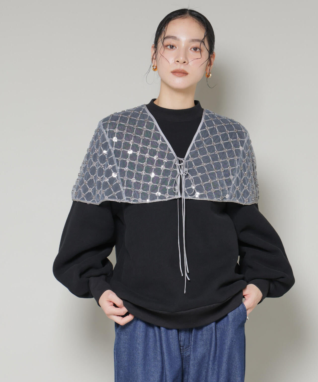 スパンコールビーズ刺繍ボレロストール