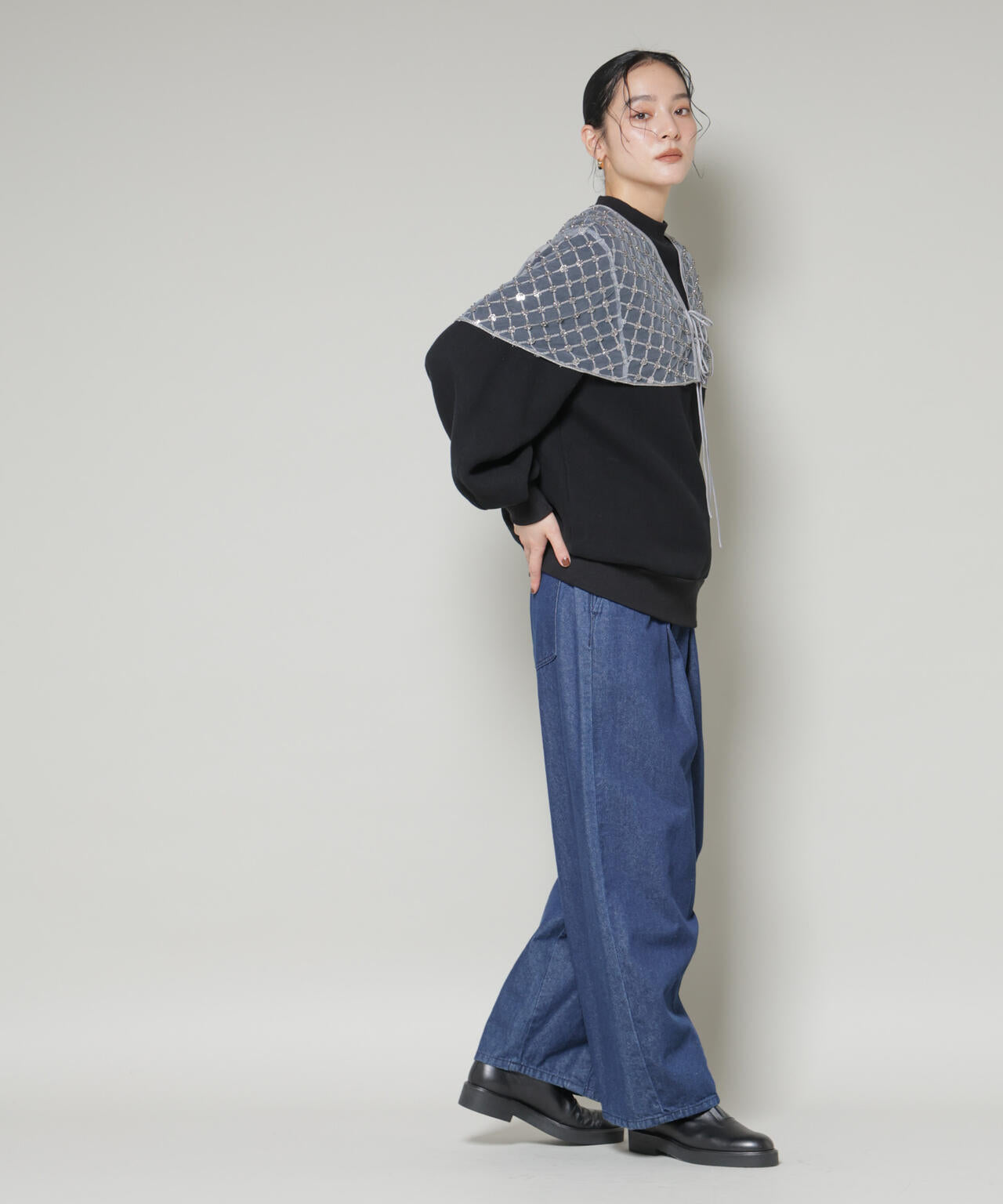 スパンコールビーズ刺繍ボレロストール