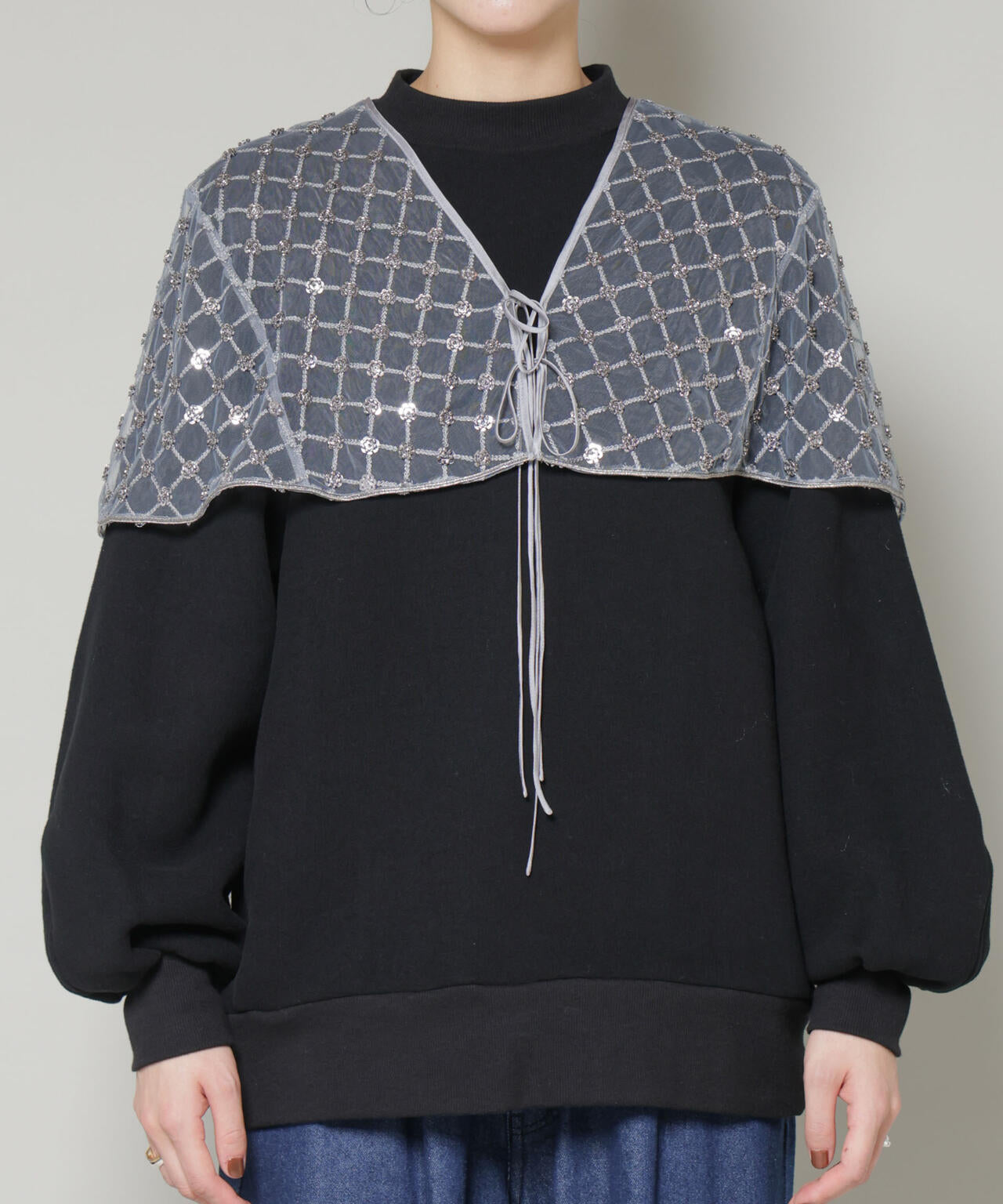 スパンコールビーズ刺繍ボレロストール