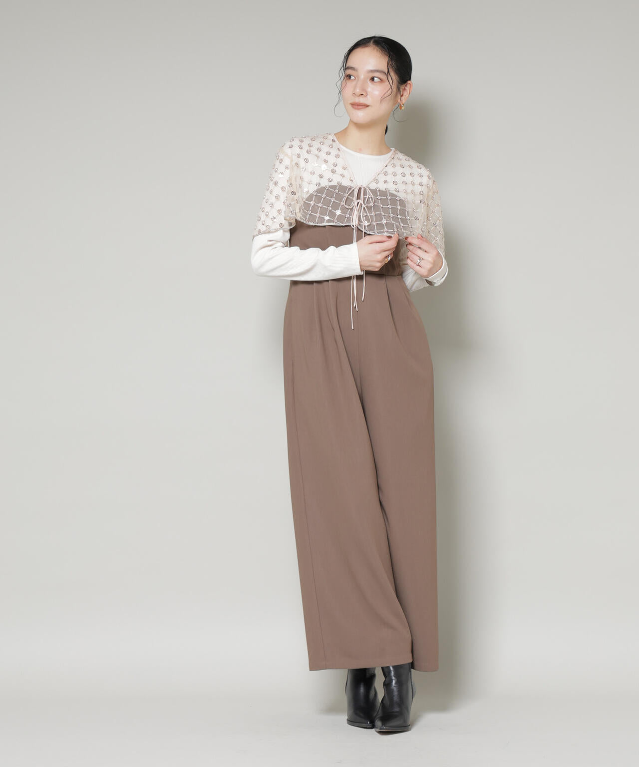 スパンコールビーズ刺繍ボレロストール