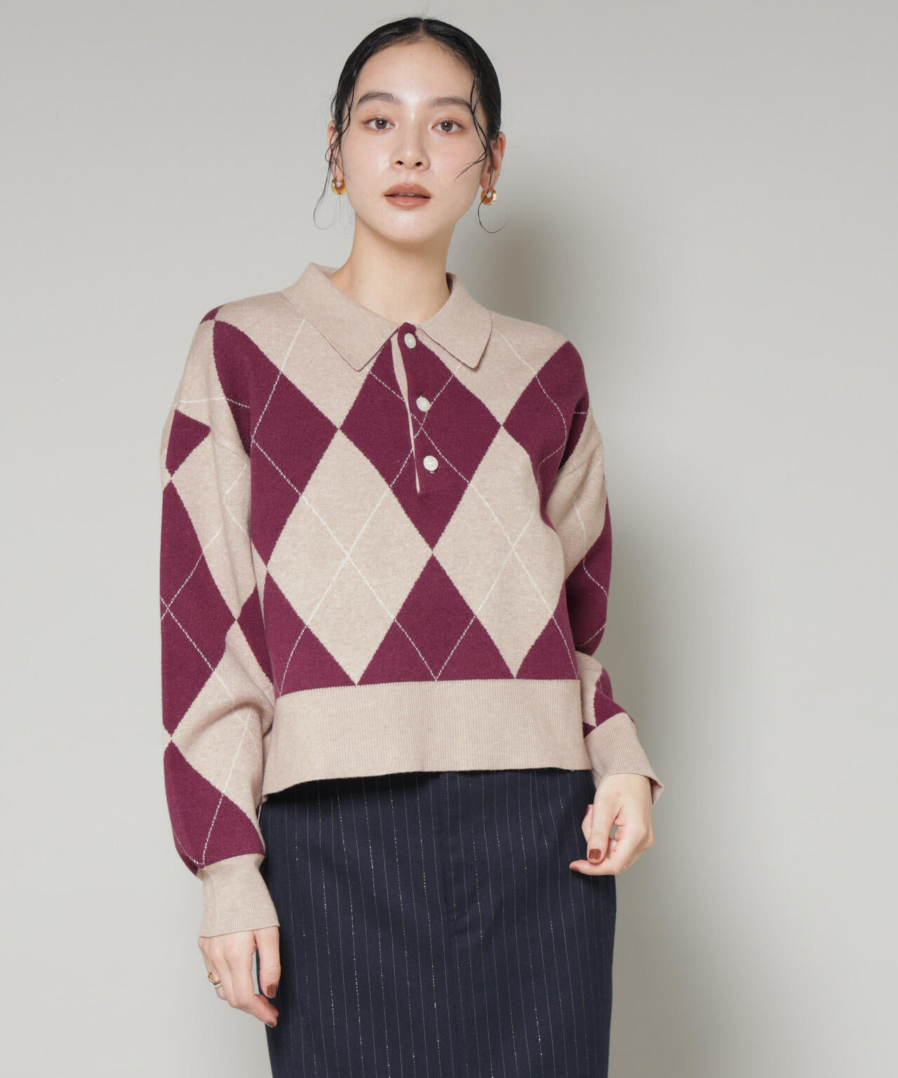 アーガイルワイドポロニット