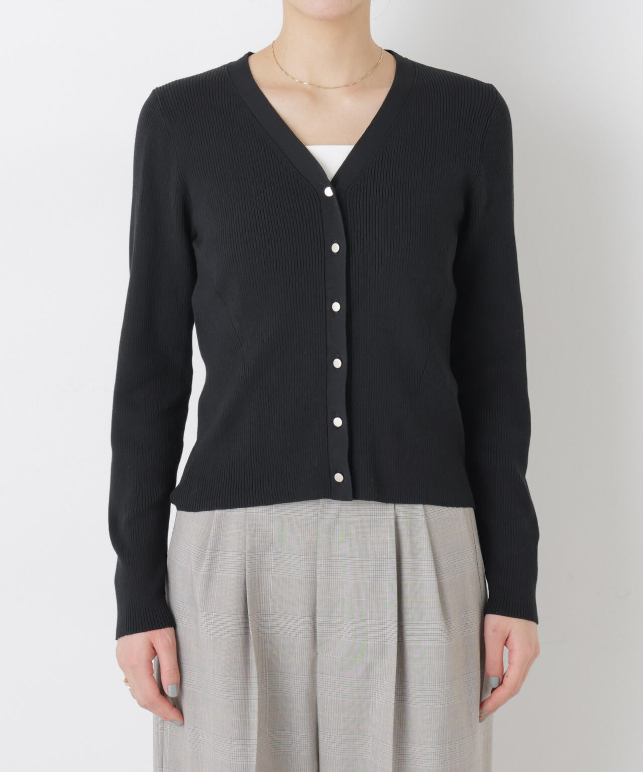 ウォッシャブルハイツイストVネックリブカーディガン