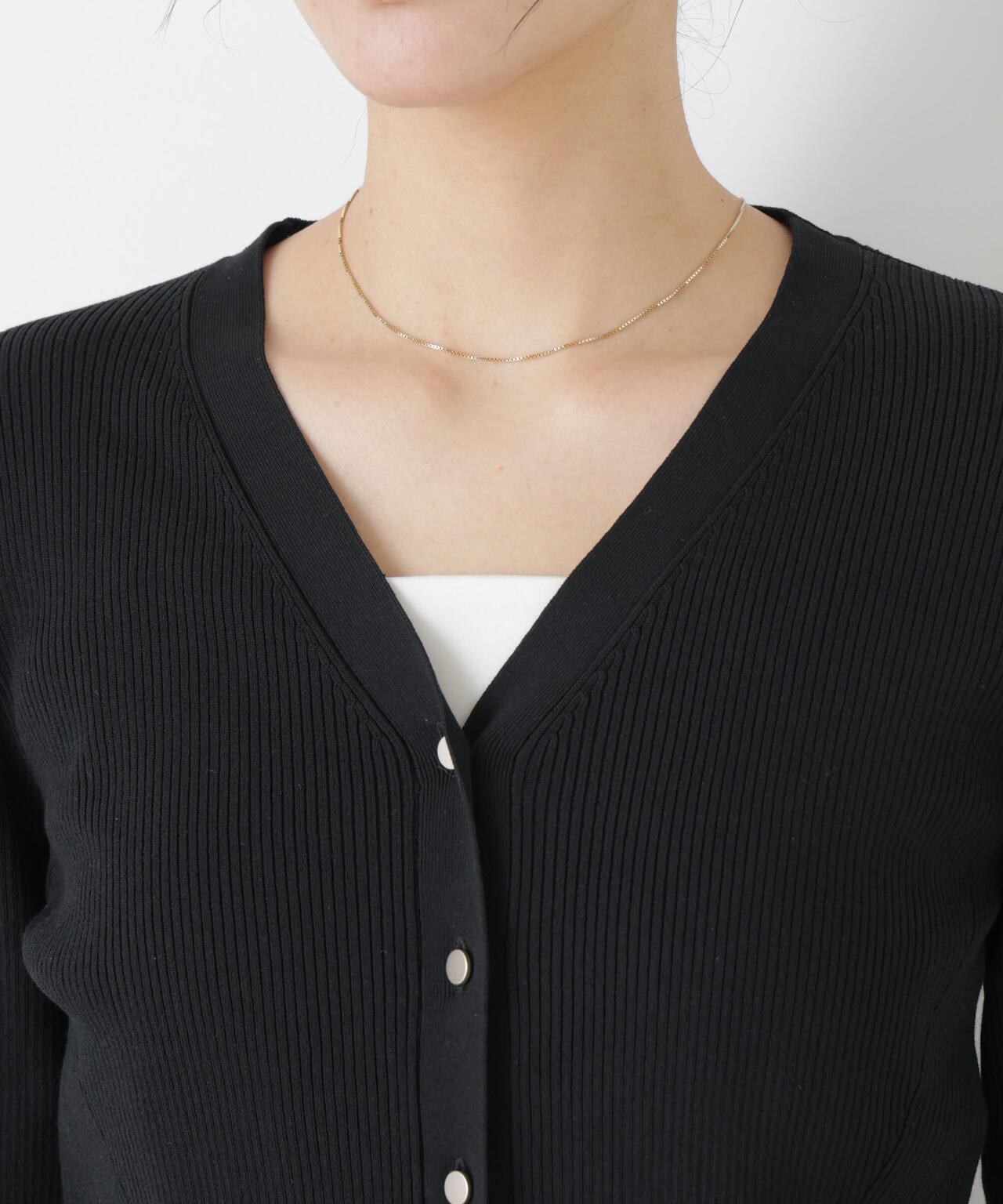ウォッシャブルハイツイストVネックリブカーディガン