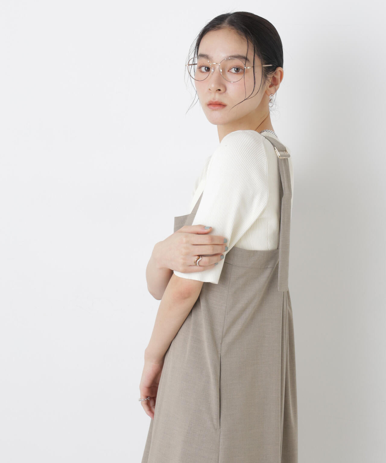 ウォッシャブルハイツイスト五分袖リブニット