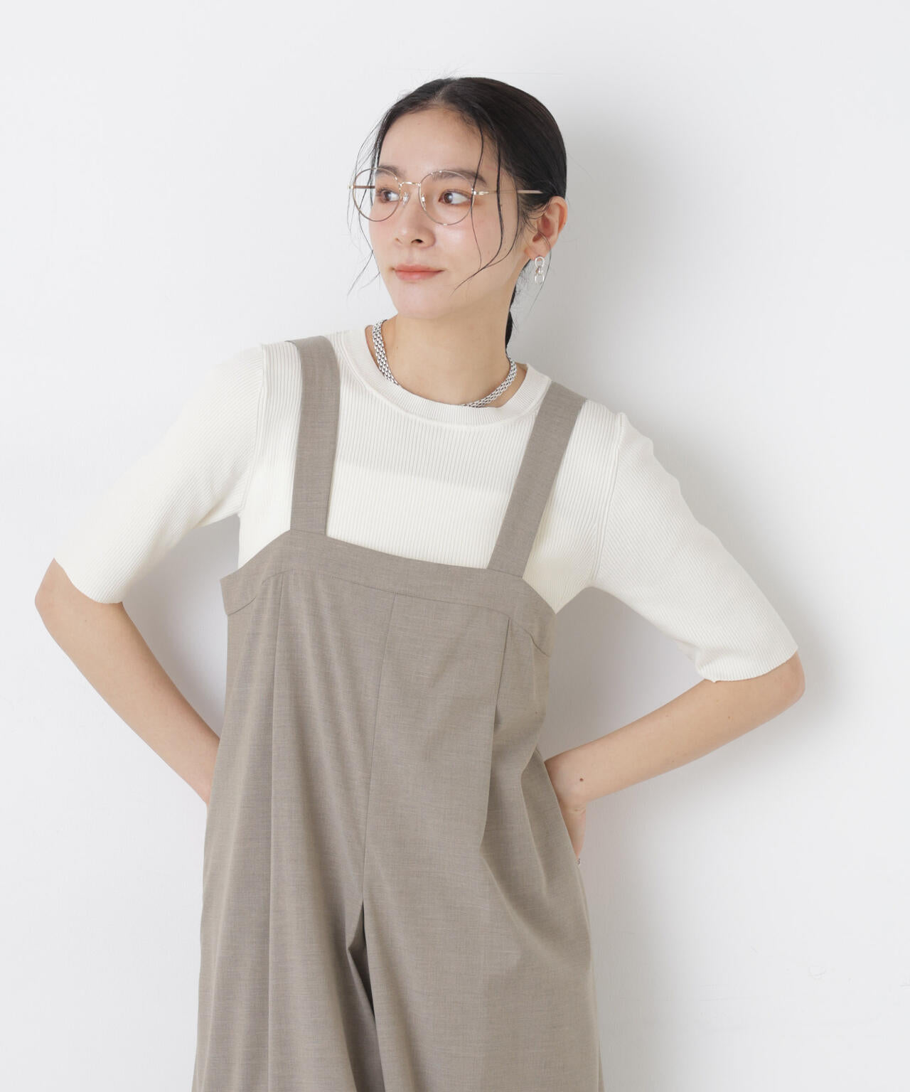 ウォッシャブルハイツイスト五分袖リブニット