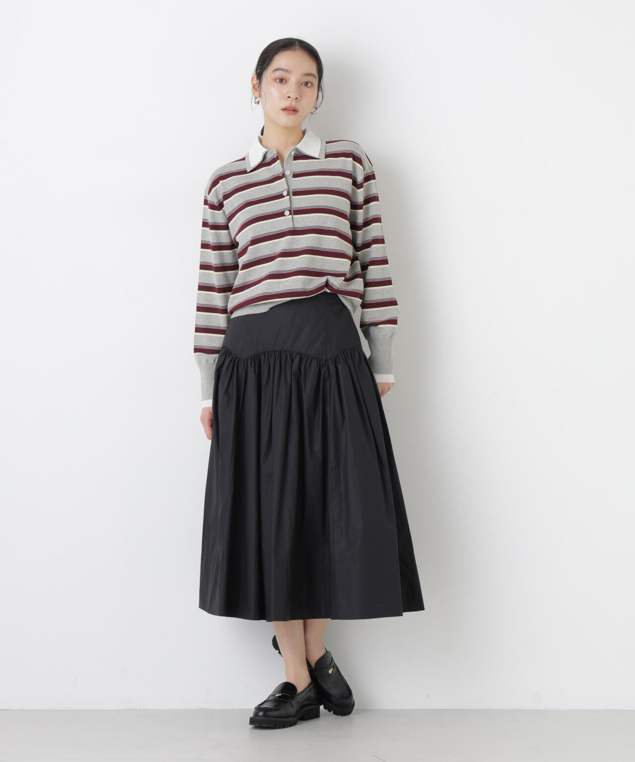 レイヤードライクボーダーポロニット