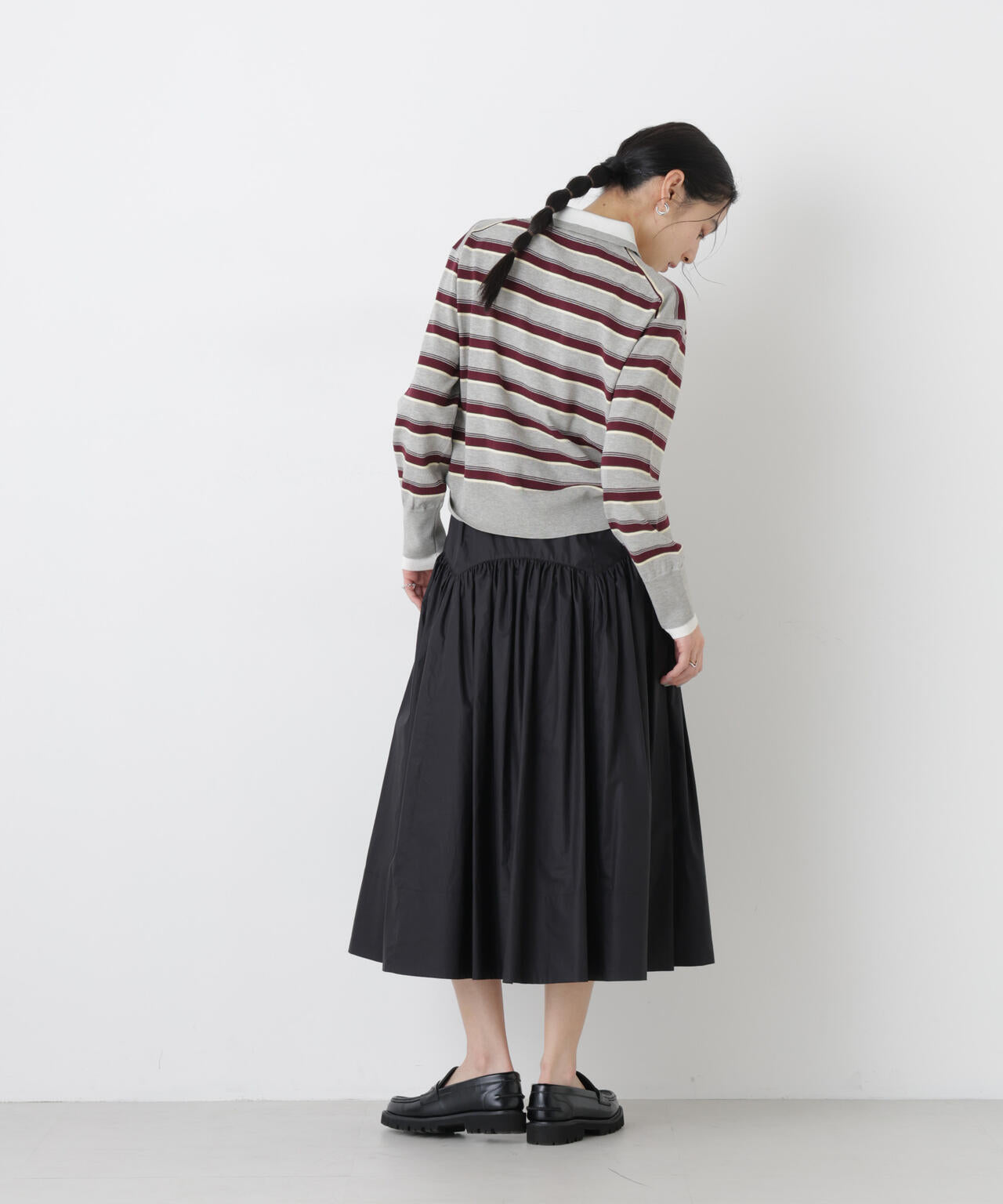 レイヤードライクボーダーポロニット