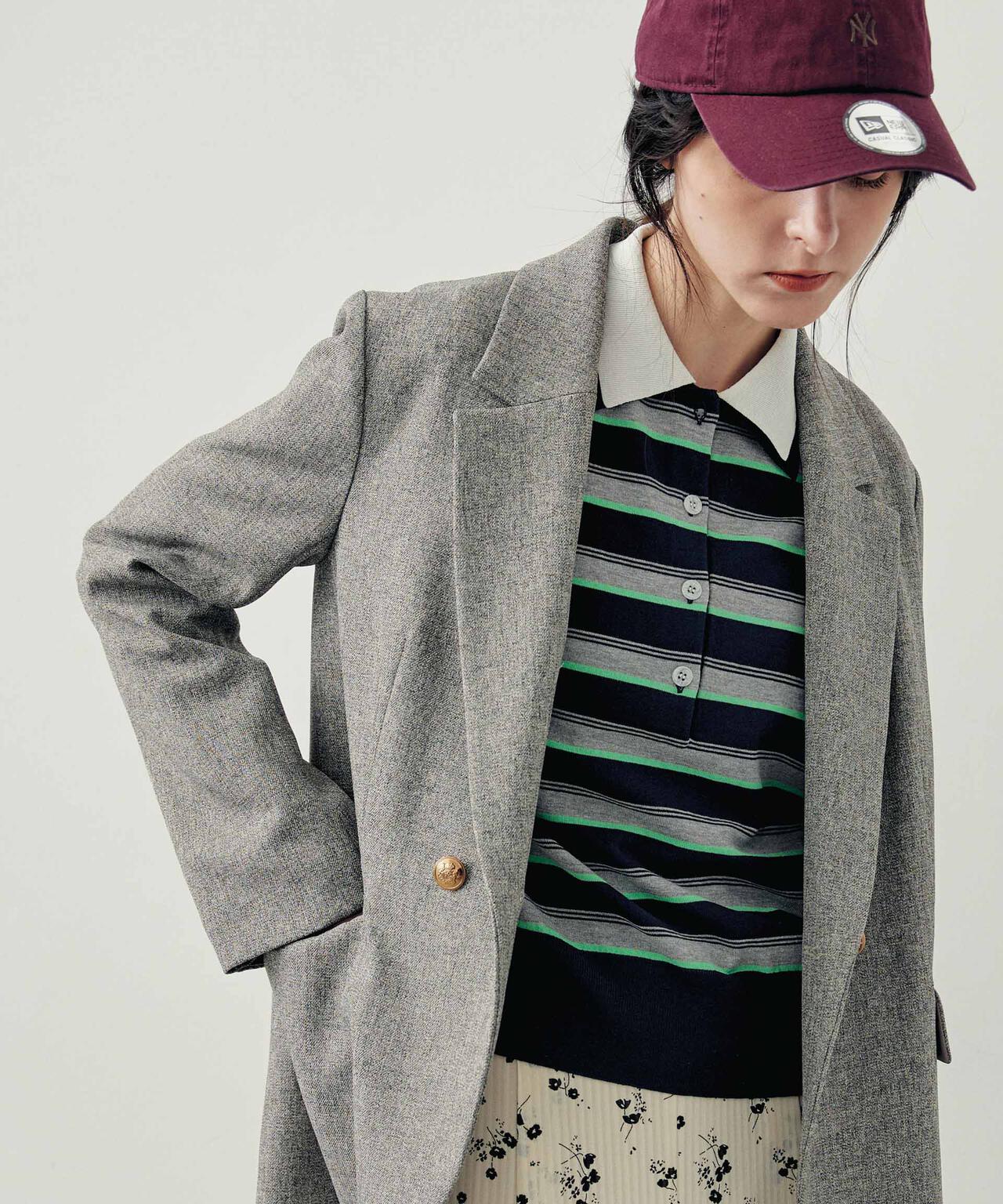 レイヤードライクボーダーポロニット