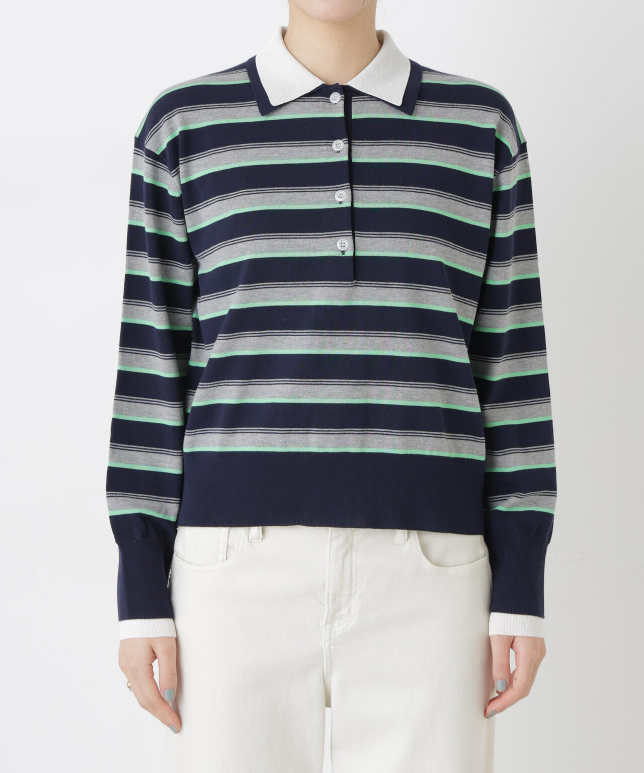 レイヤードライクボーダーポロニット