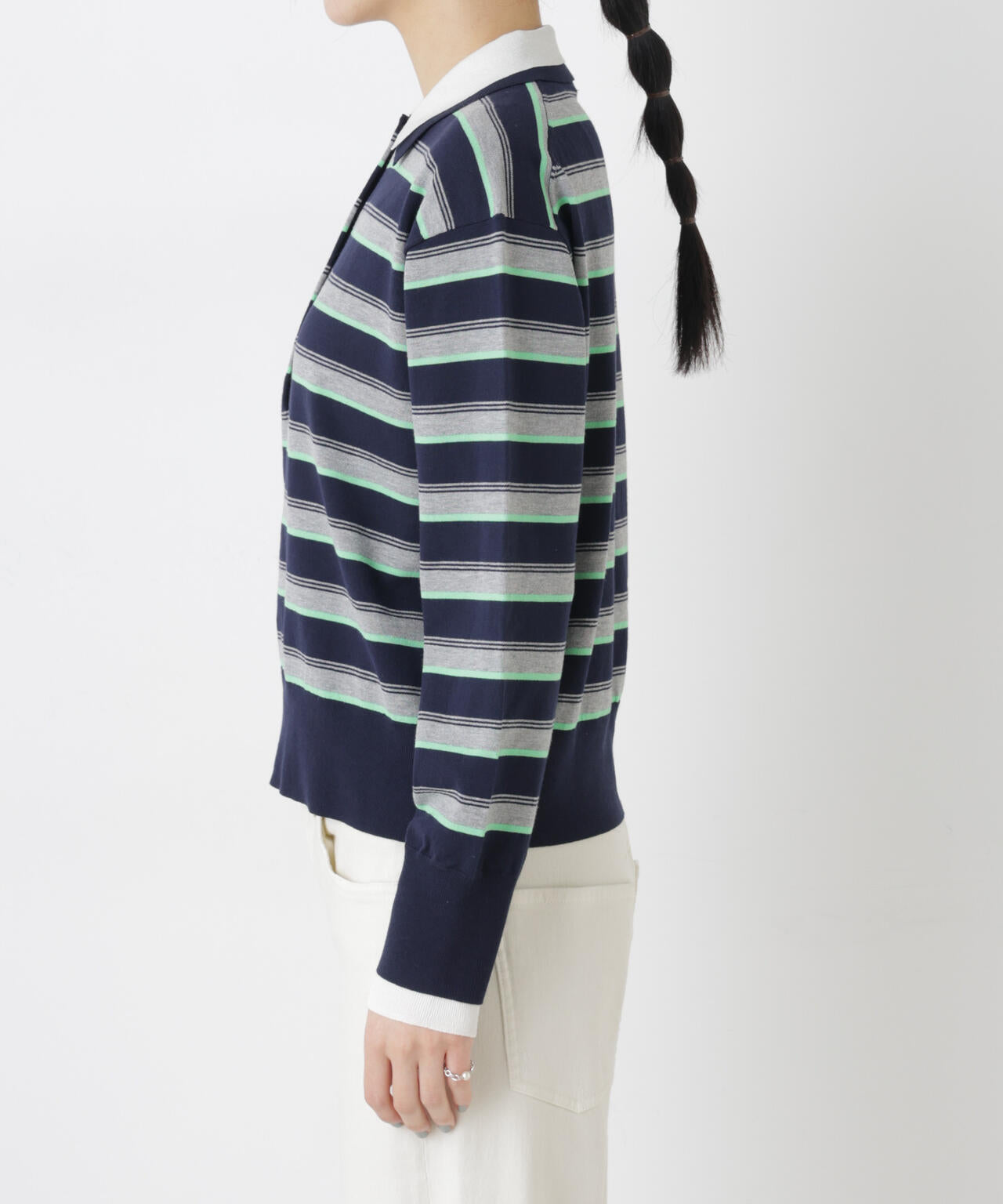 レイヤードライクボーダーポロニット