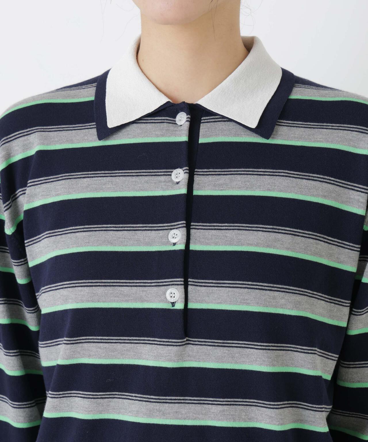 レイヤードライクボーダーポロニット