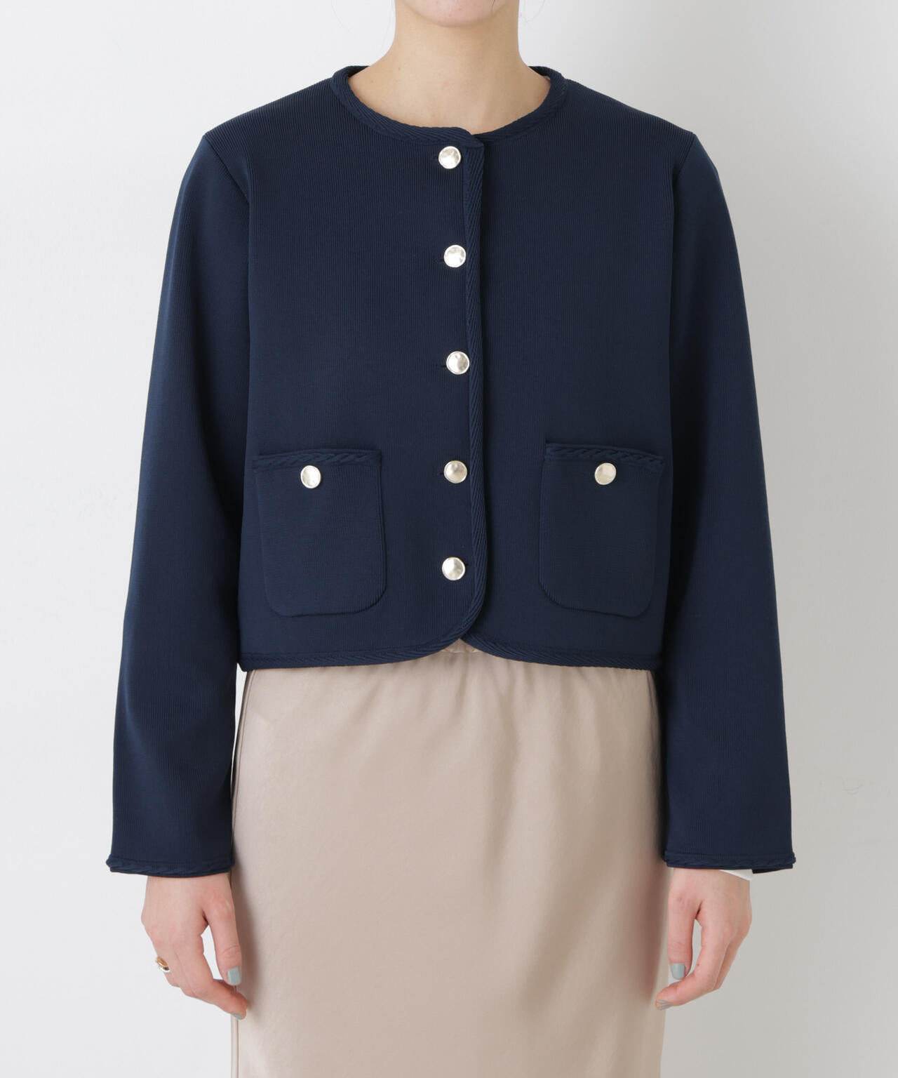 ゴールドボタンニットジャケット