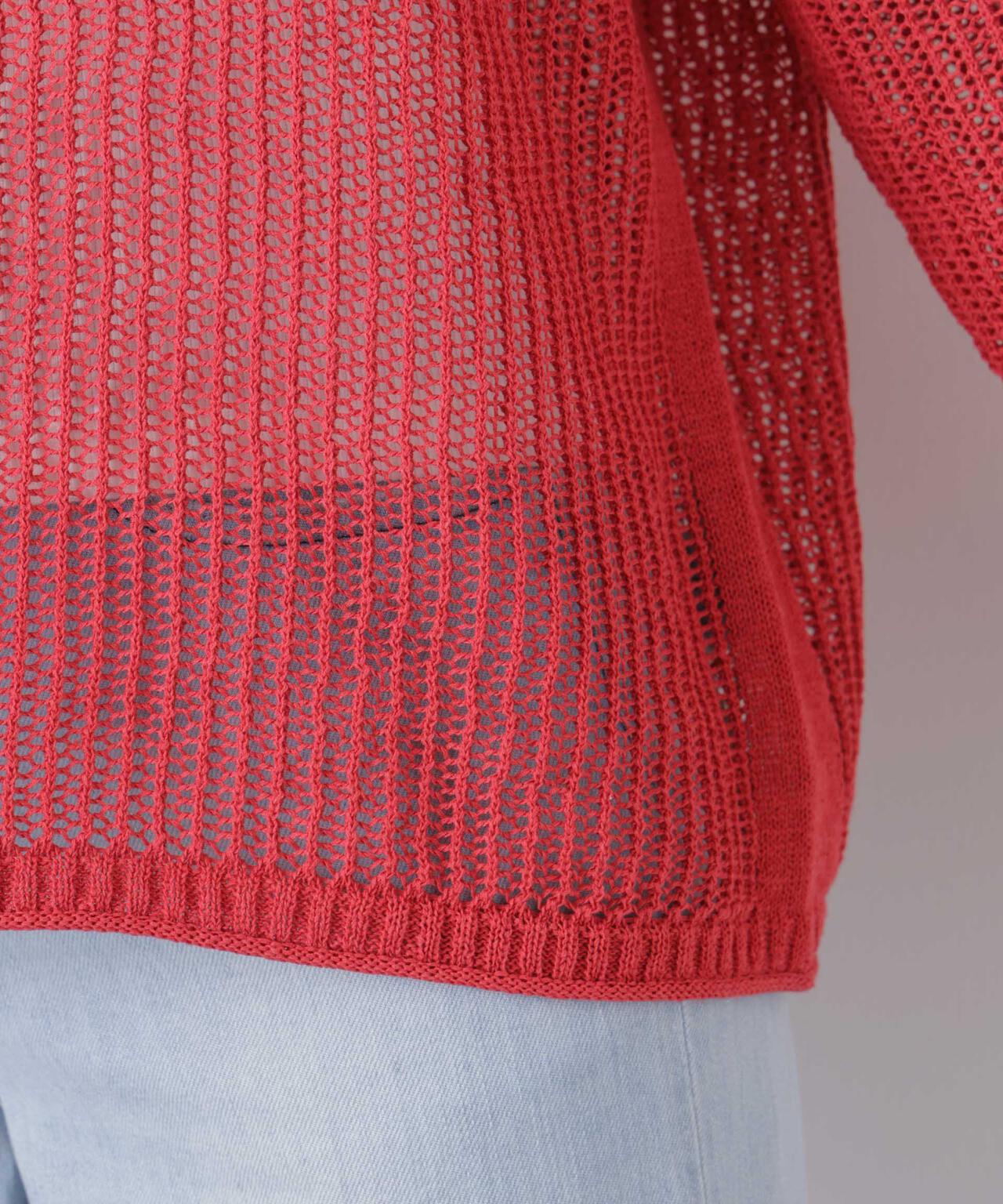 リネン混テープヤーンメッシュワイドニット