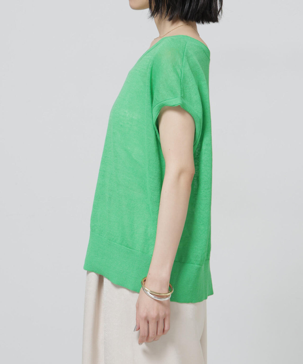 European Flax 2wayフレンチスリーブニット