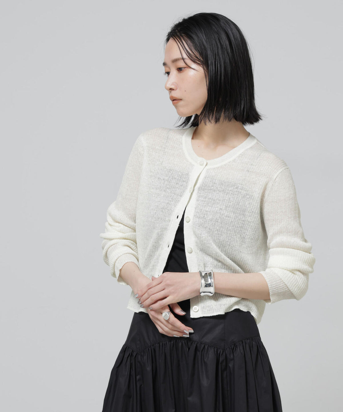 European Flax リブカーディガン