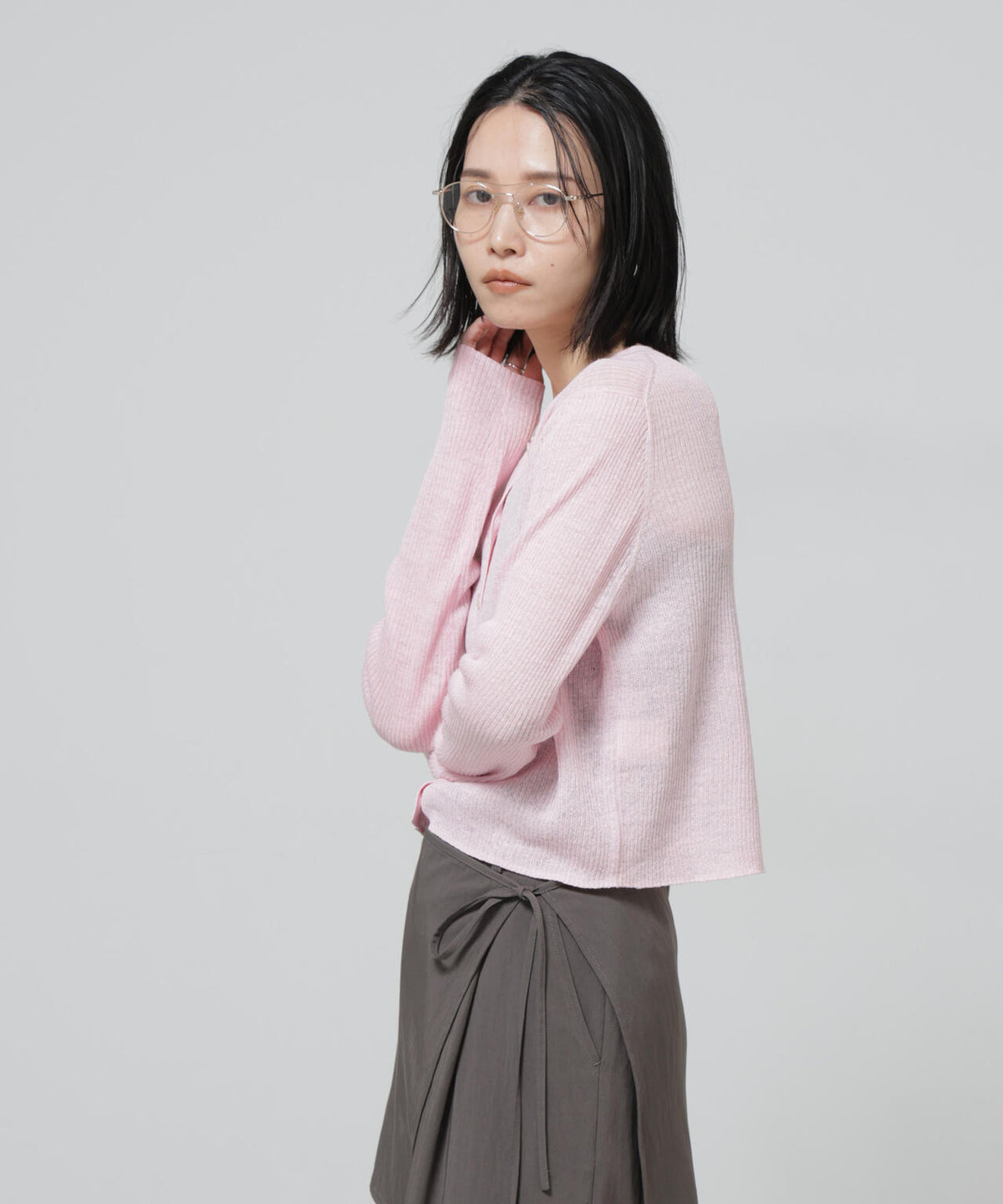 European Flax リブカーディガン