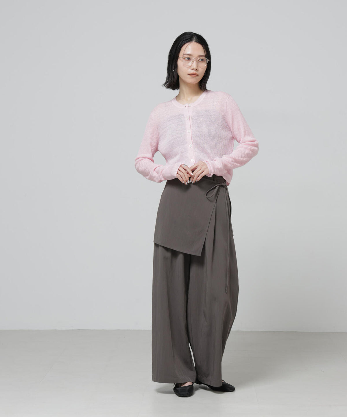 European Flax リブカーディガン