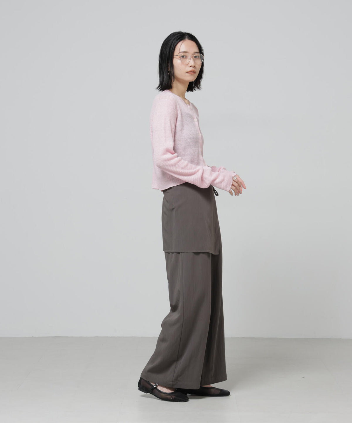 European Flax リブカーディガン