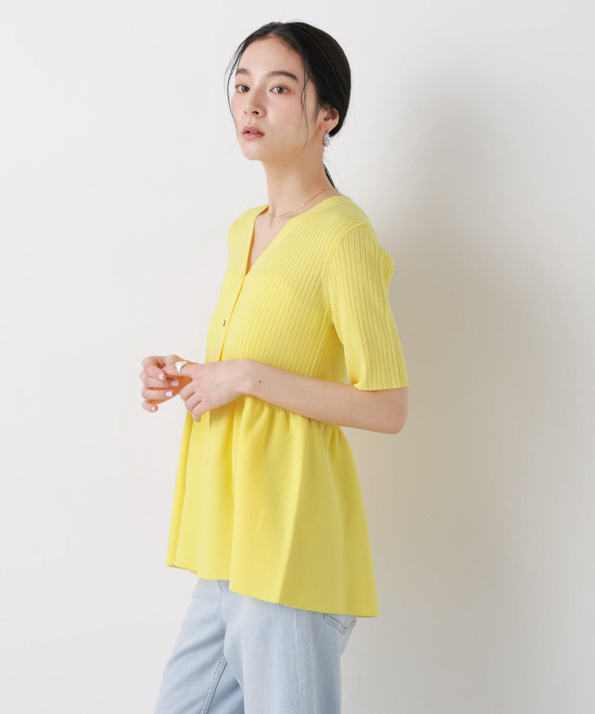 SUMMER VEIL KNIT ペプラムニットカーディガン