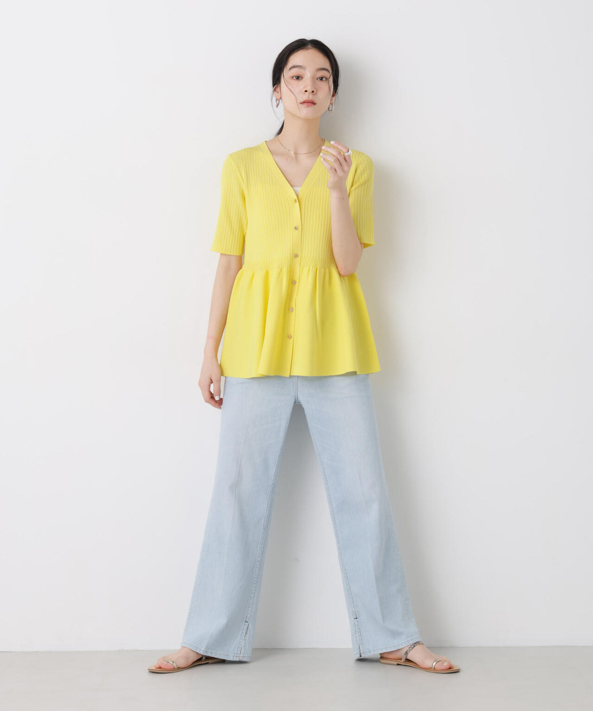 SUMMER VEIL KNIT ペプラムニットカーディガン