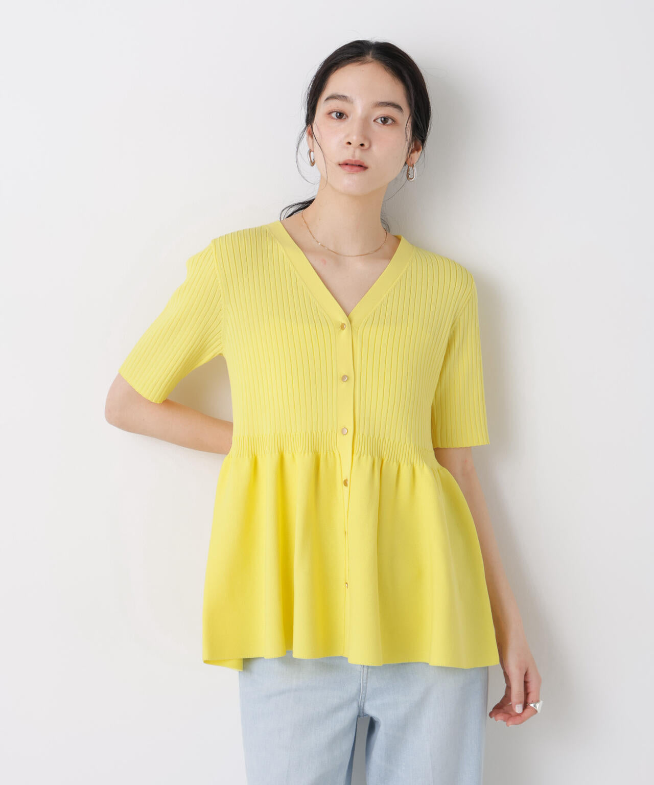 SUMMER VEIL KNIT ペプラムニットカーディガン