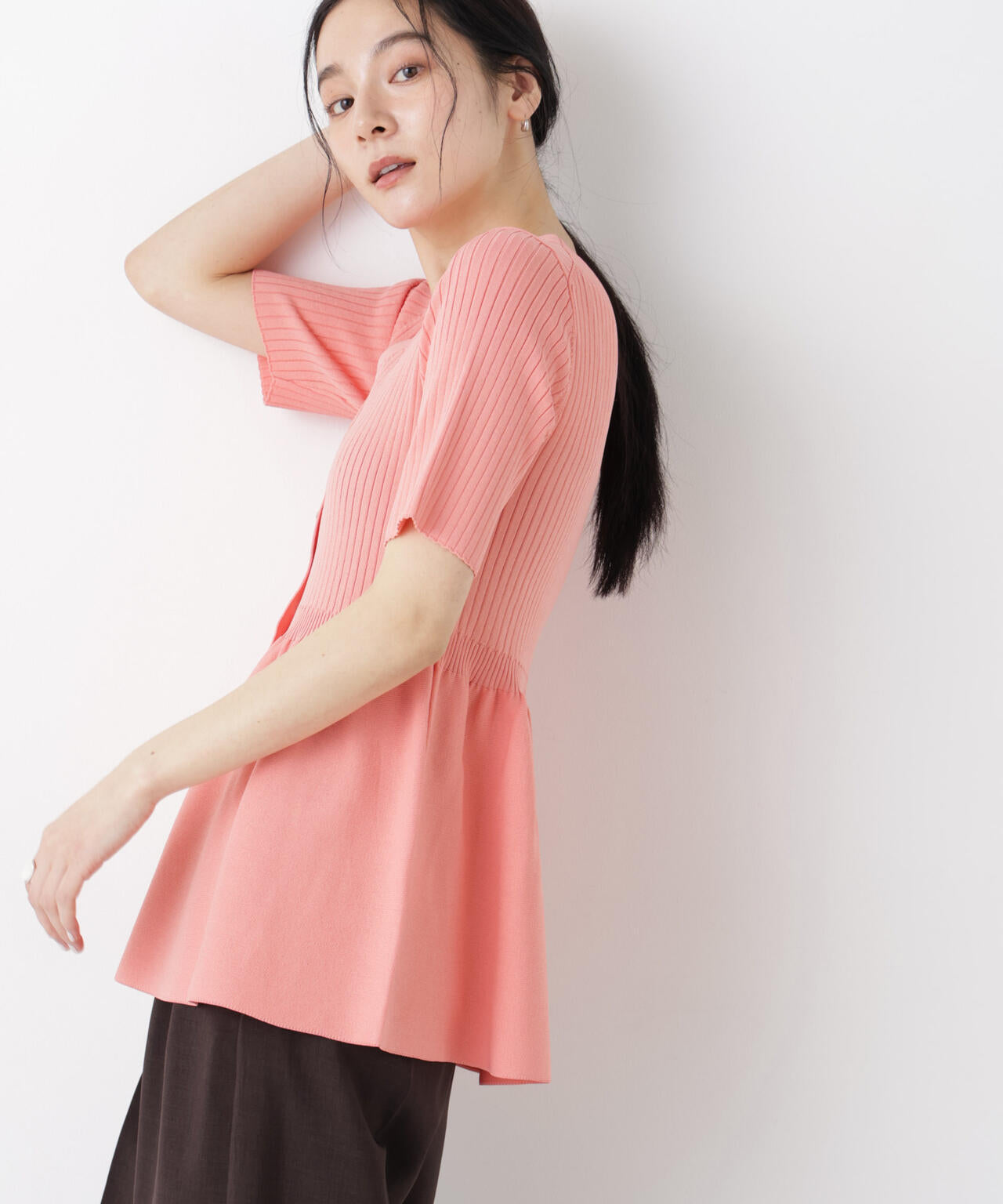 SUMMER VEIL KNIT ペプラムニットカーディガン