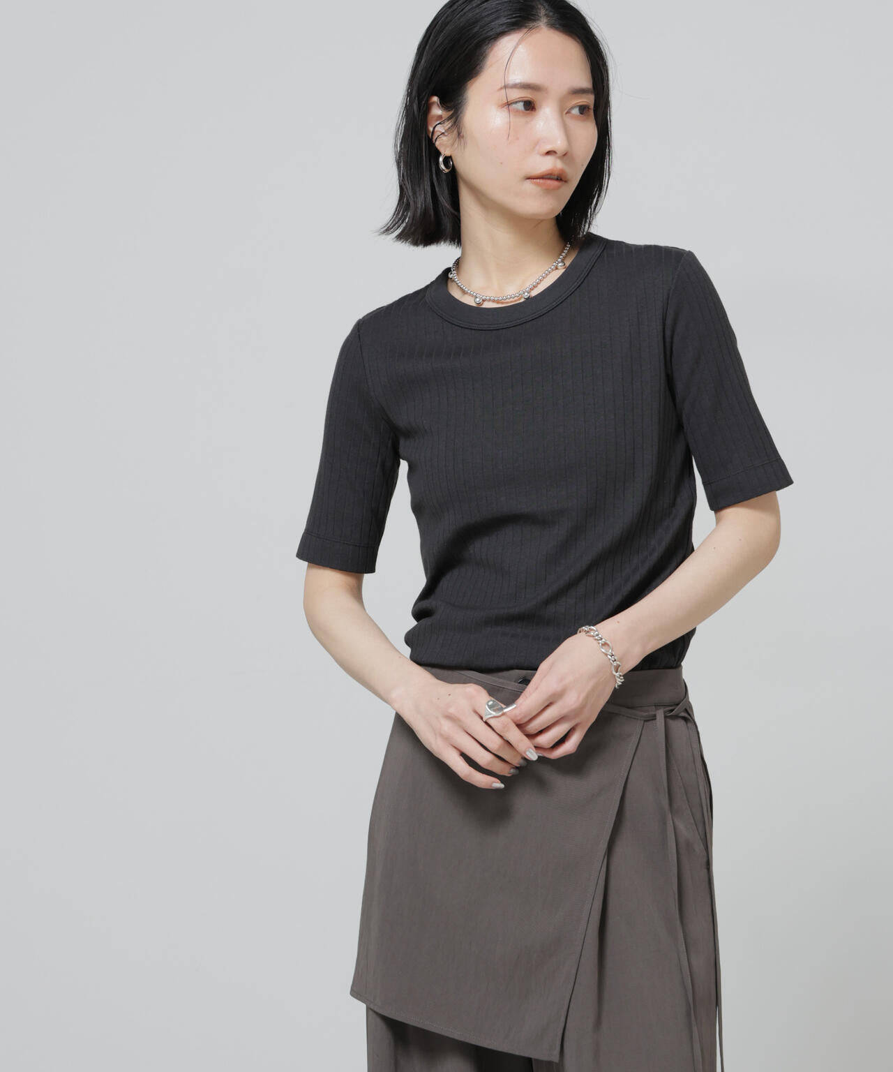 Anti Soaked(R) 汗染み防止クルーネックリブTシャツ