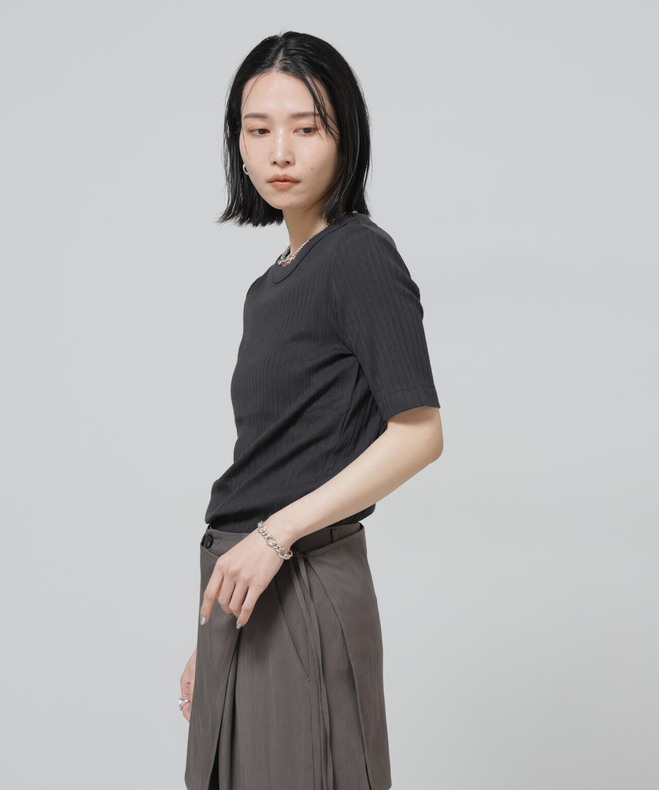 Anti Soaked(R) 汗染み防止クルーネックリブTシャツ