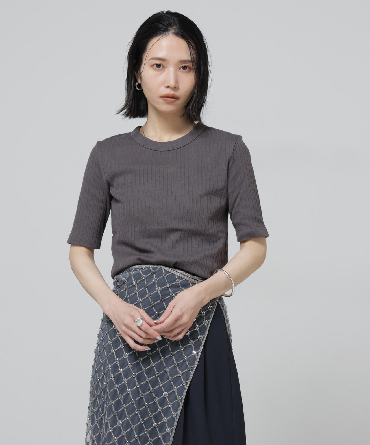 Anti Soaked(R) 汗染み防止クルーネックリブTシャツ