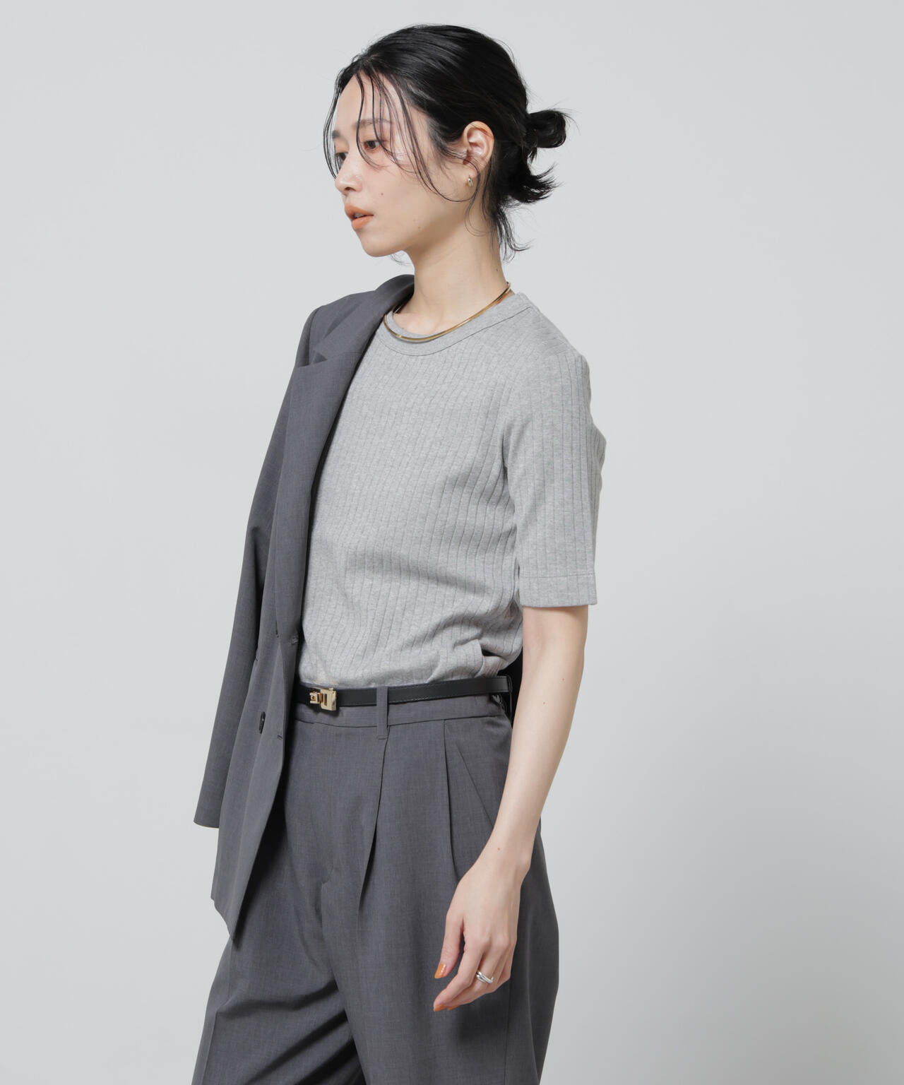 Anti Soaked(R) 汗染み防止クルーネックリブTシャツ