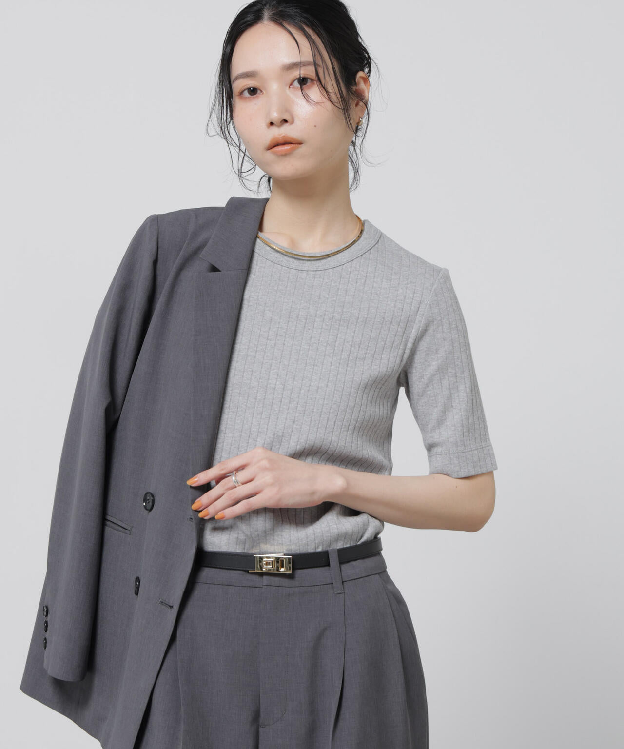 Anti Soaked(R) 汗染み防止クルーネックリブTシャツ