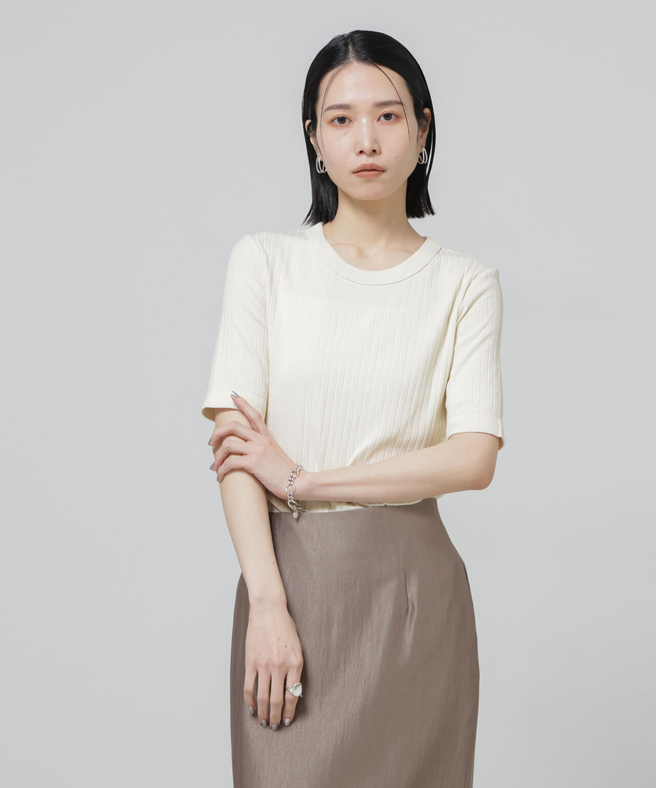 Anti Soaked(R) 汗染み防止クルーネックリブTシャツ