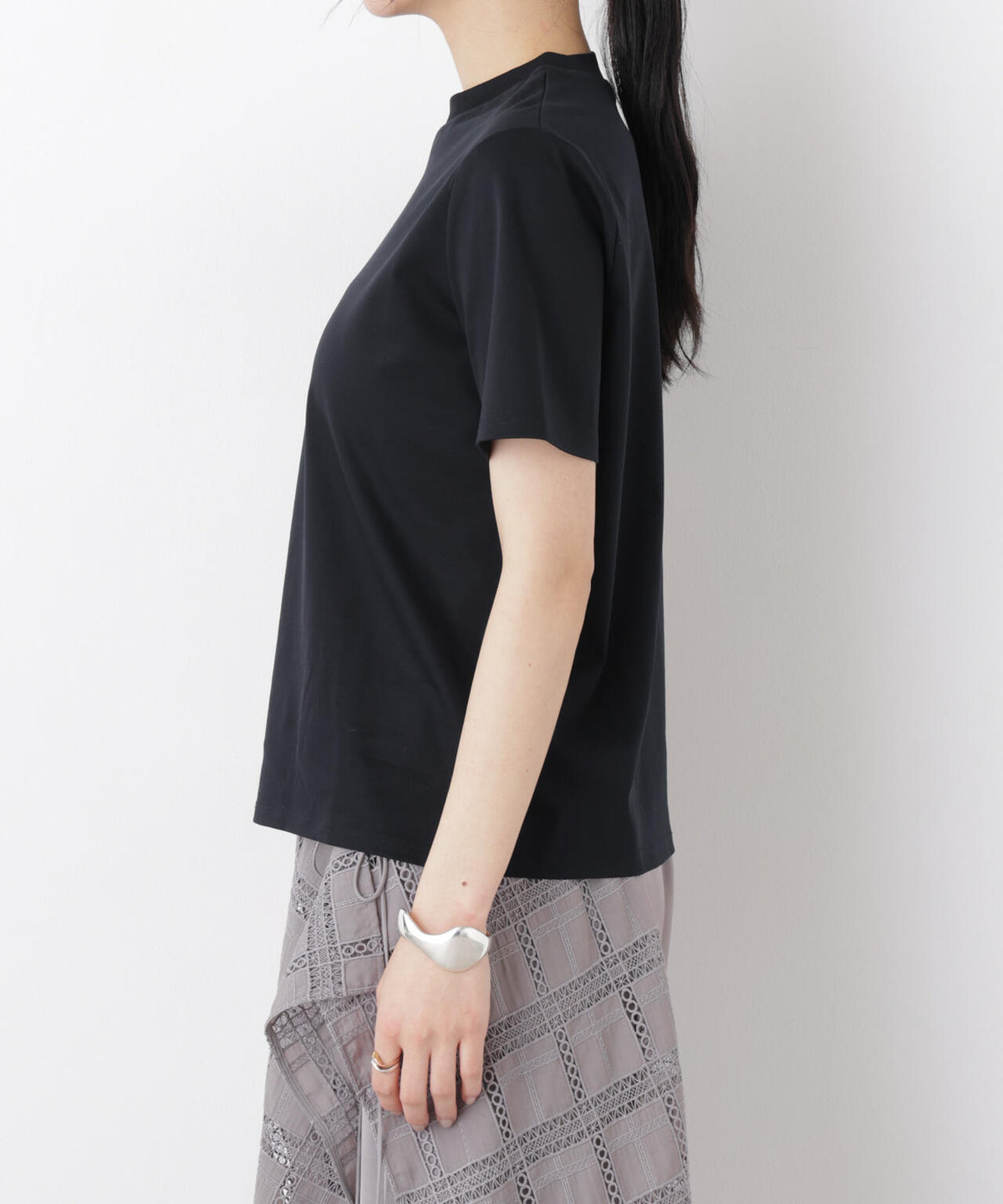 DressT/シルケットスムースモックネックTシャツ