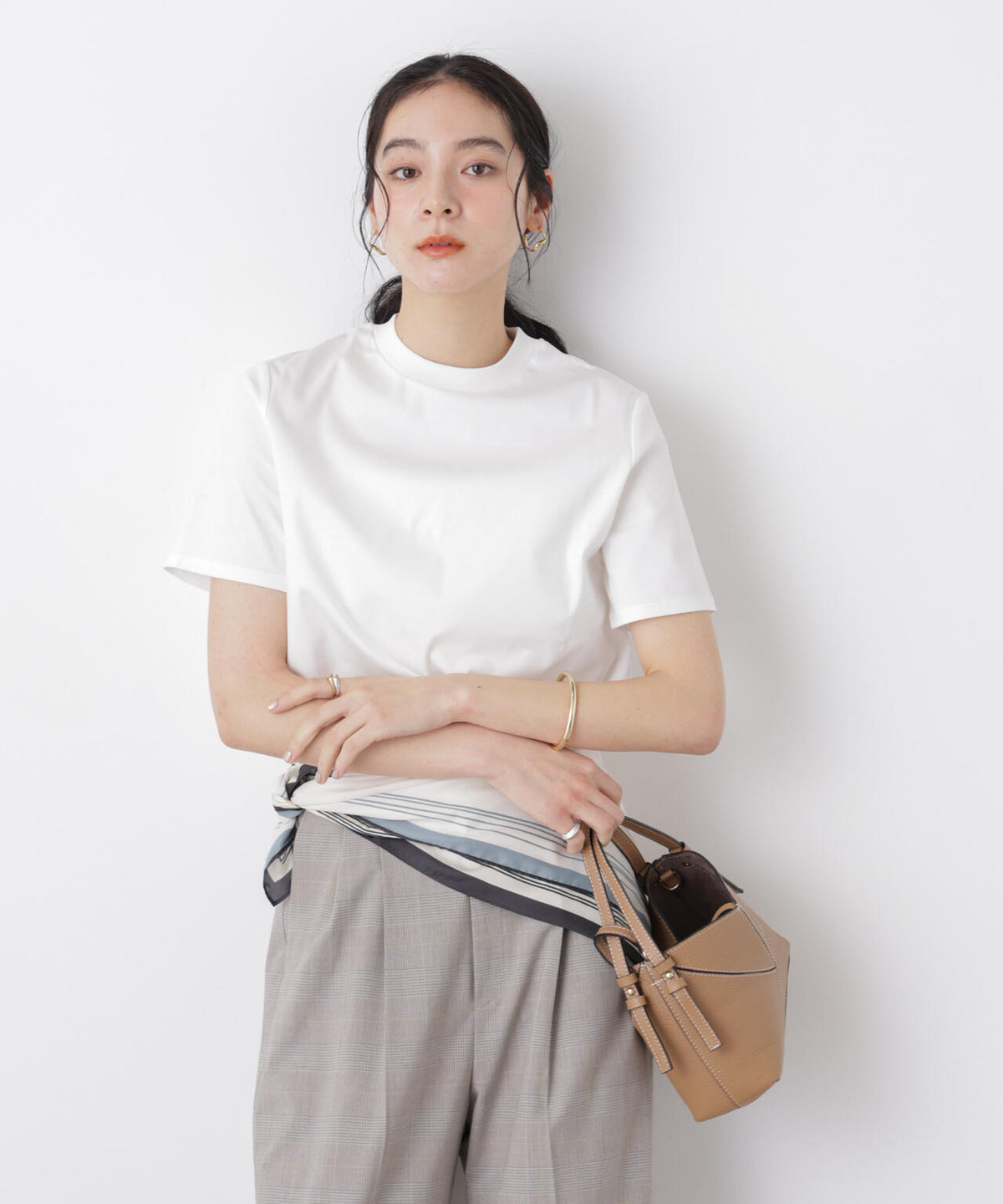 DressT/シルケットスムースモックネックTシャツ