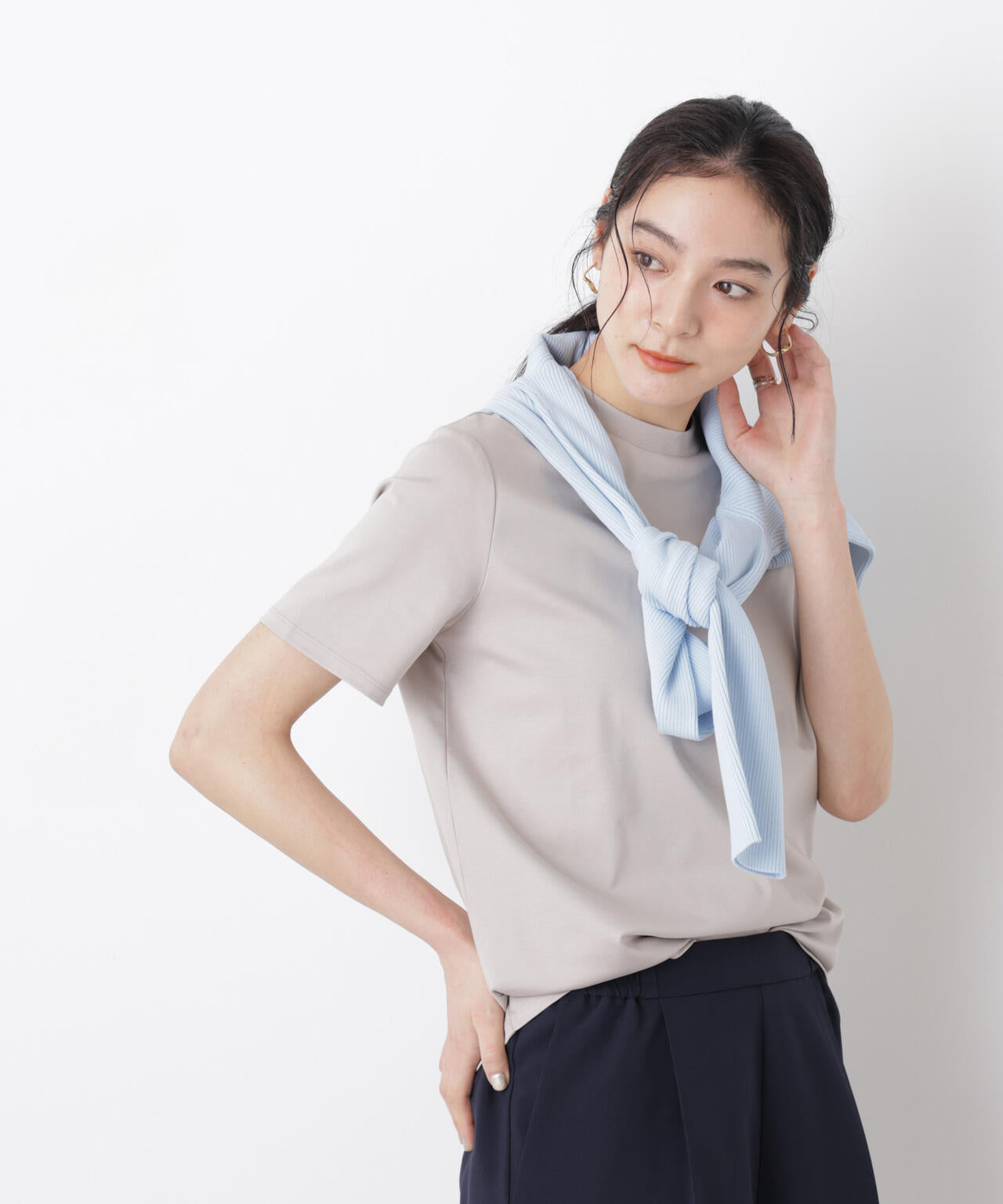 DressT/シルケットスムースモックネックTシャツ