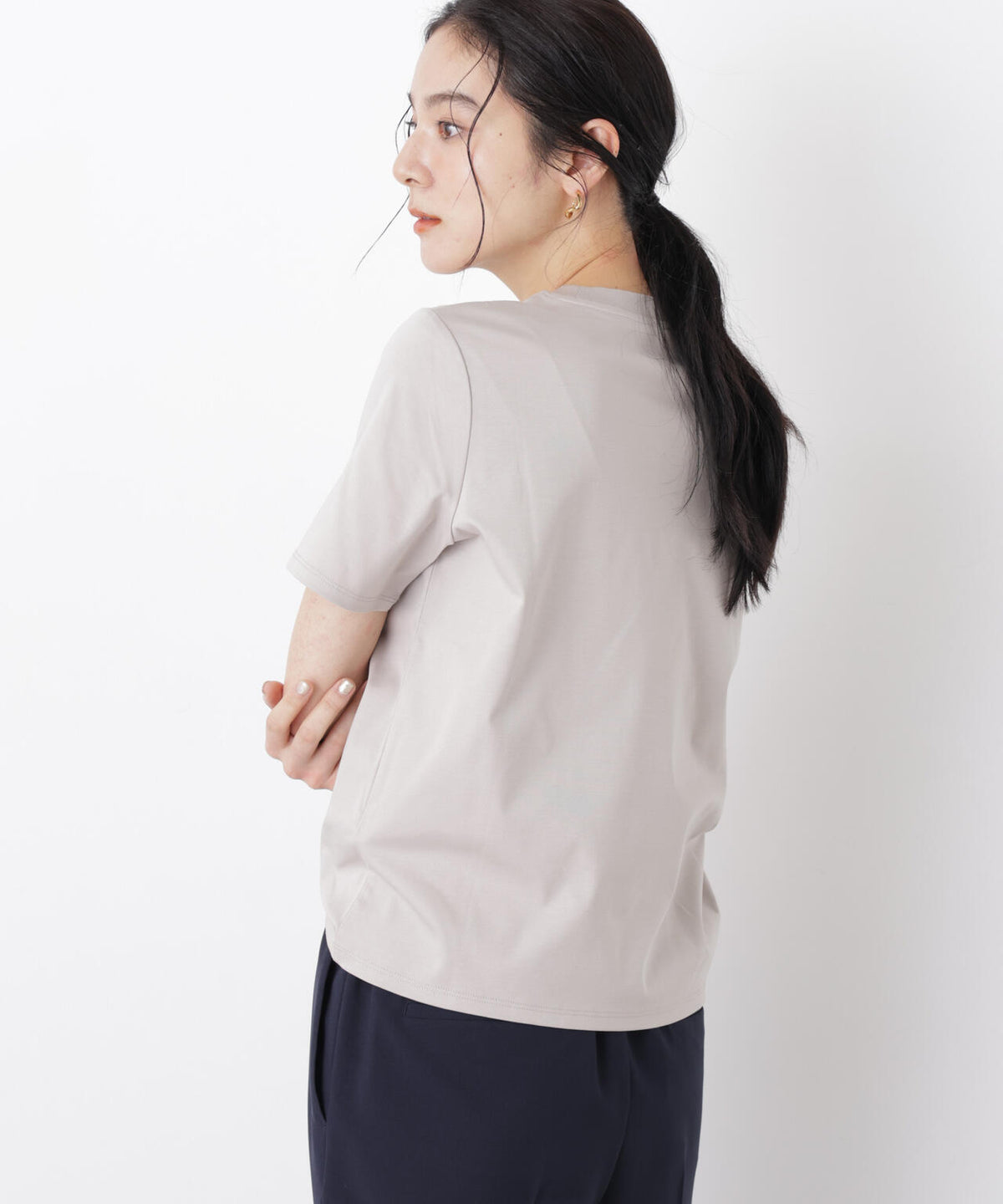 DressT/シルケットスムースモックネックTシャツ
