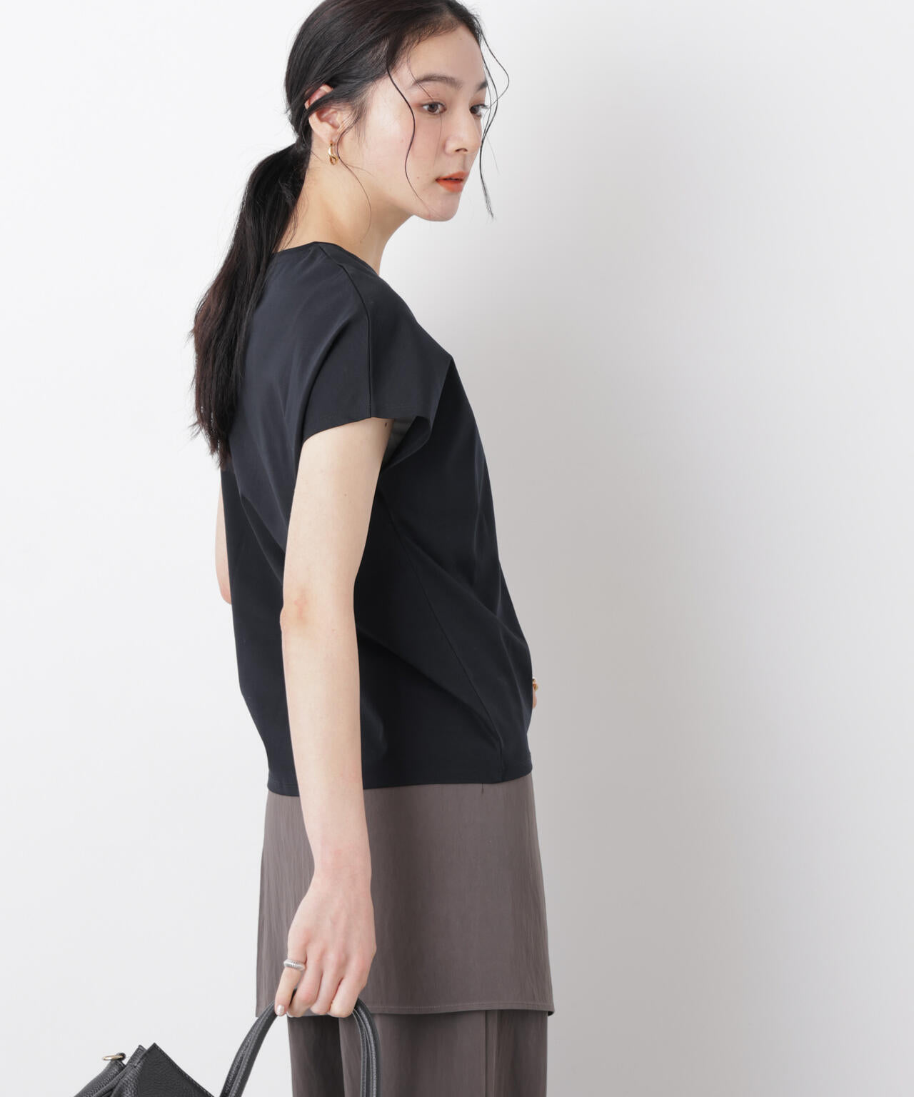 DressT/シルケットスムースVネックソフトドルマンTシャツ