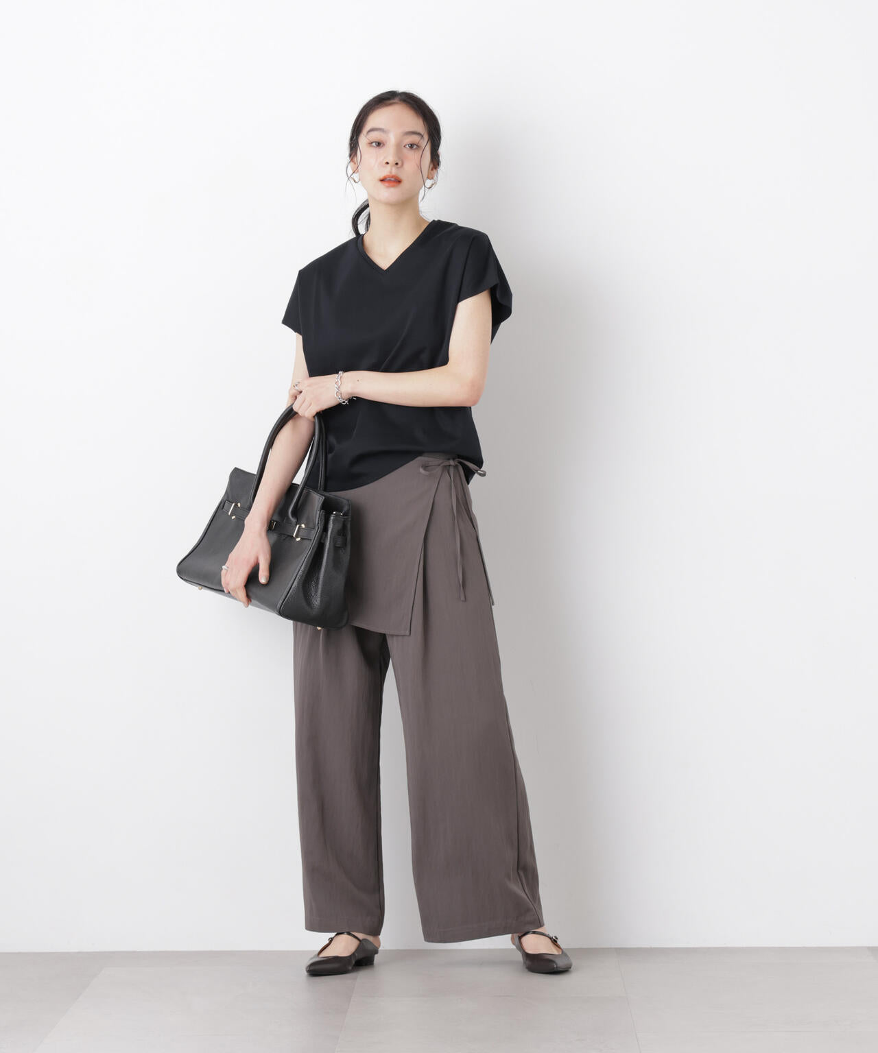 DressT/シルケットスムースVネックソフトドルマンTシャツ