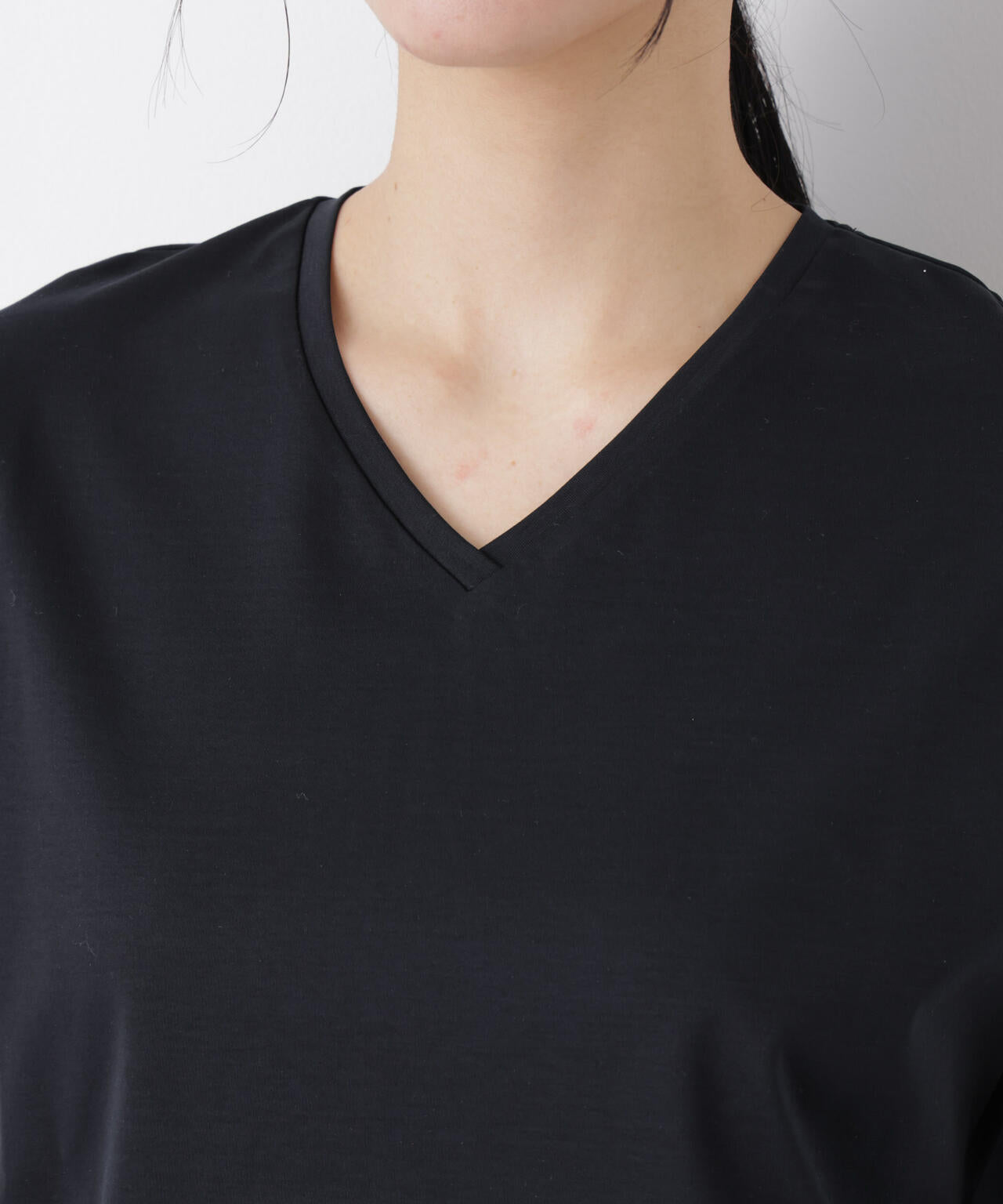 DressT/シルケットスムースVネックソフトドルマンTシャツ