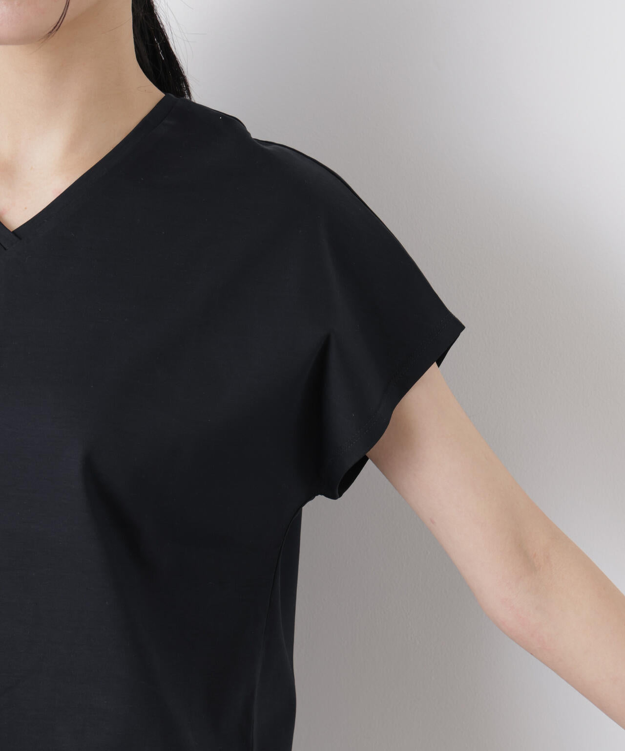 DressT/シルケットスムースVネックソフトドルマンTシャツ
