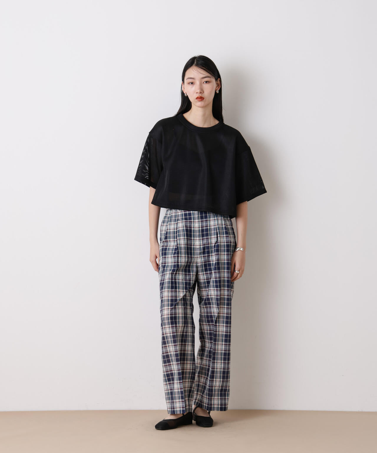 「STEVELOUR」シアーメッシュショートトップス(セットアップ可)
